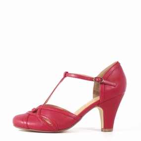Satin Peep Toe Heels Sandy Festive T-Strap Heels