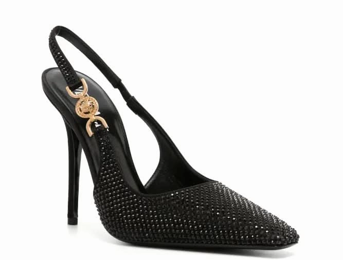 Best High Heel Inserts Versace Medusa '95 crystal slingback pumps