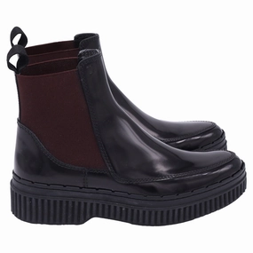 Tod's Chelsea Ankle Boots in Black and Burgundy Leather African Chelsea Boots