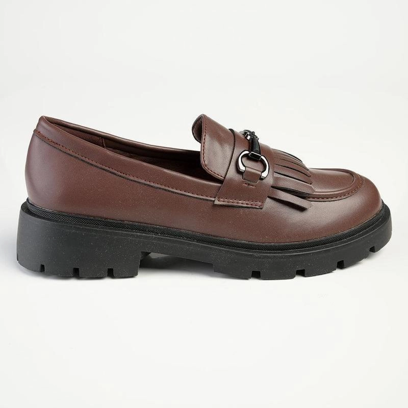 Madison Bess Fringe Loafer - Brown Dark Tan Brogues