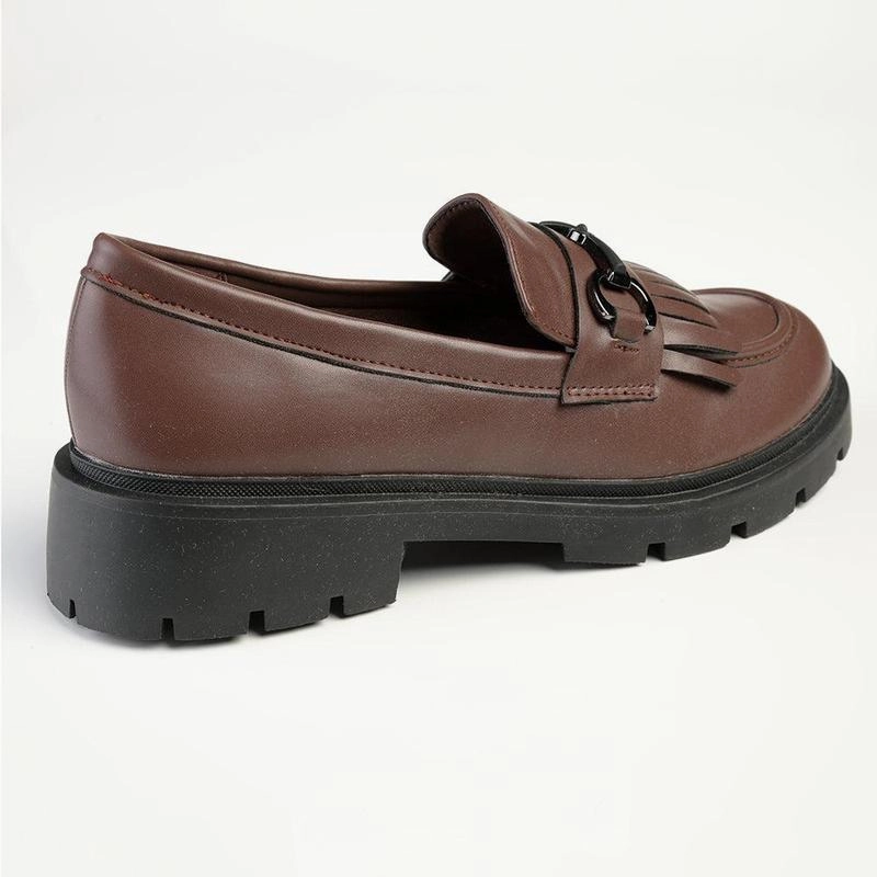 Irish Brogue Shoes Madison Bess Fringe Loafer - Brown