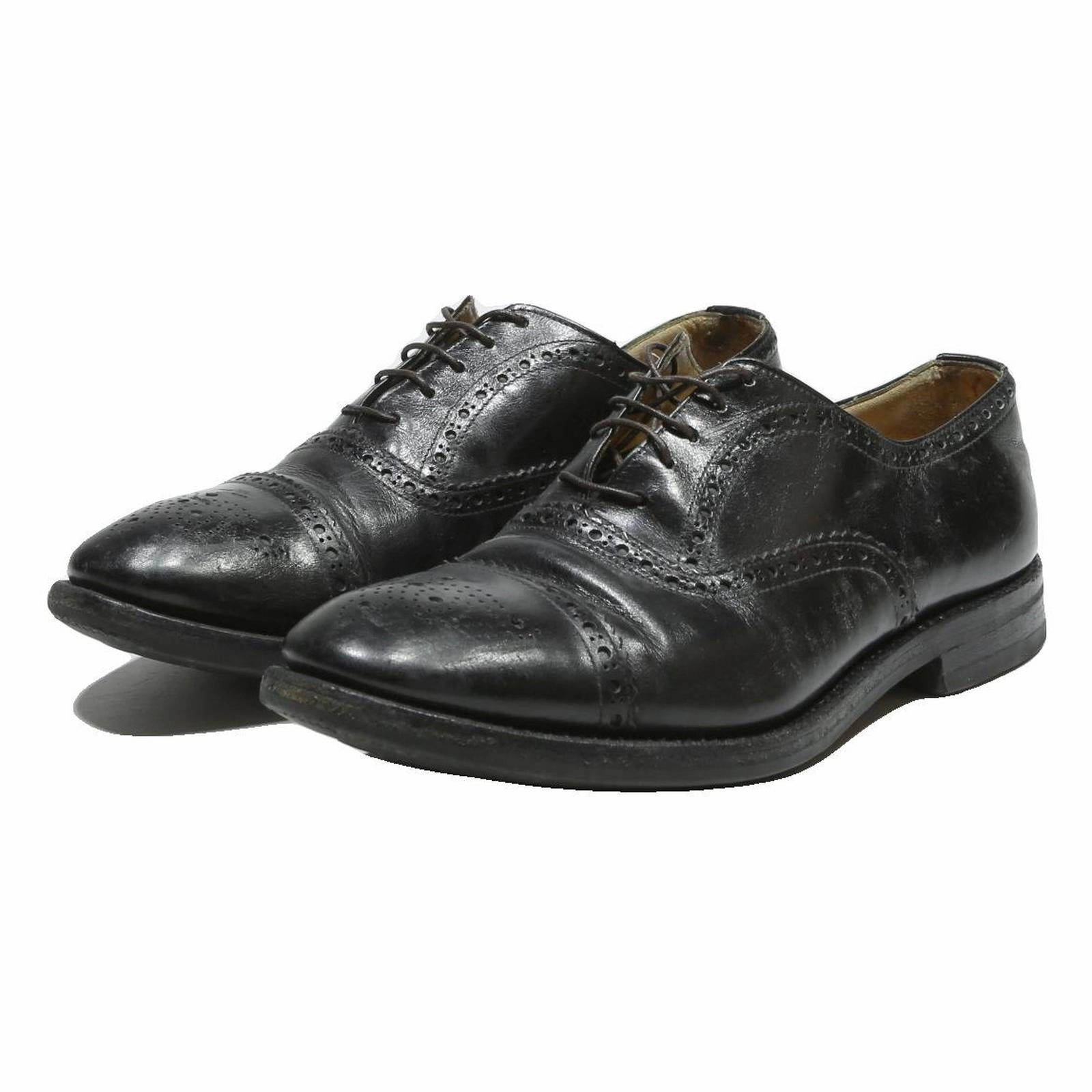 IL GERGO Mens Leather Brogues Black UK 8 Lace-Up Classic Formal Shoes Brogues With Pencil Skirt
