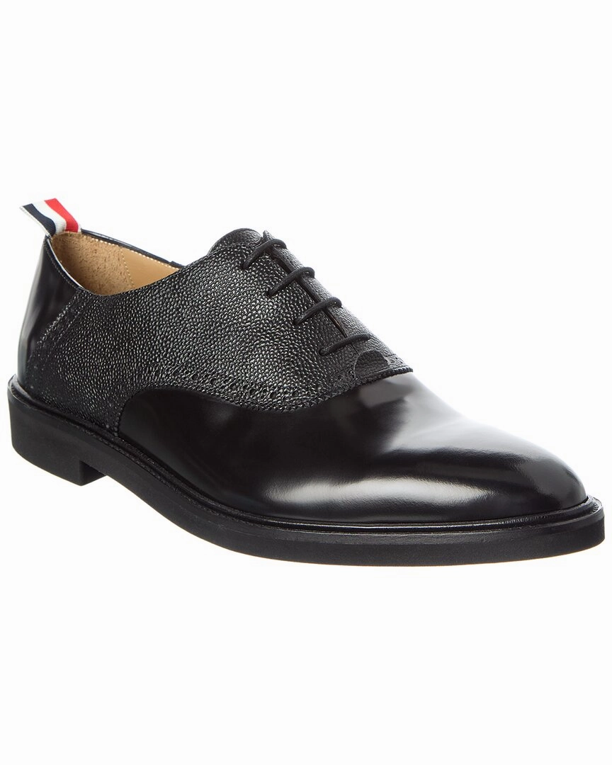 Thom Browne Logo Leather Oxford Zerogrand Leather Wingtip Oxfords