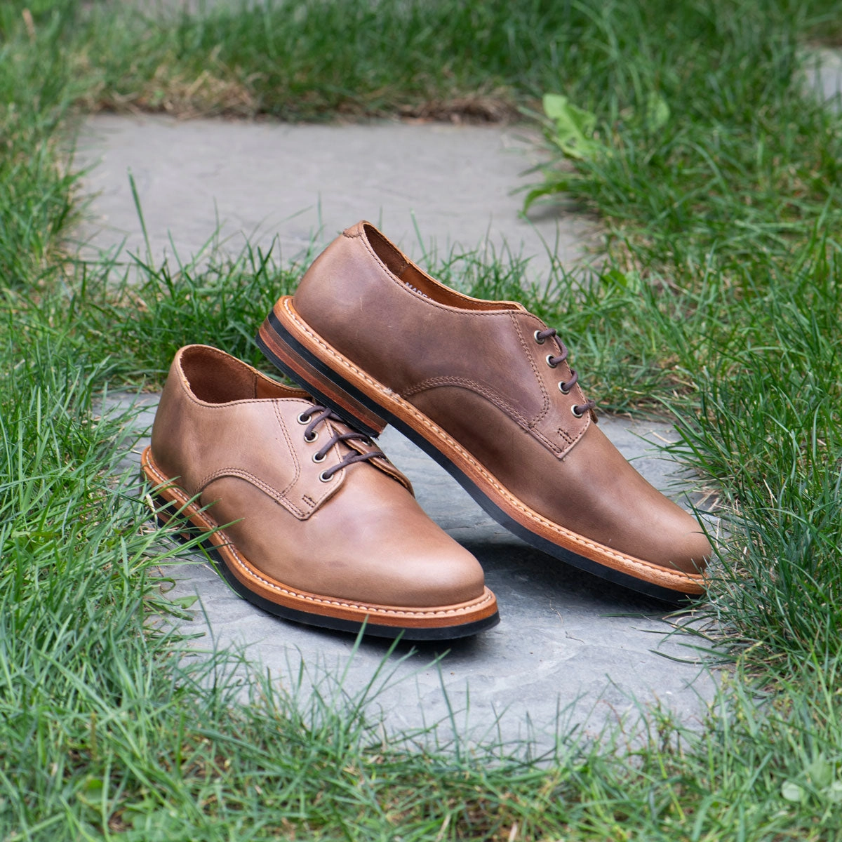 Leather Lace Up Dress Shoes Camden Derby - Natural