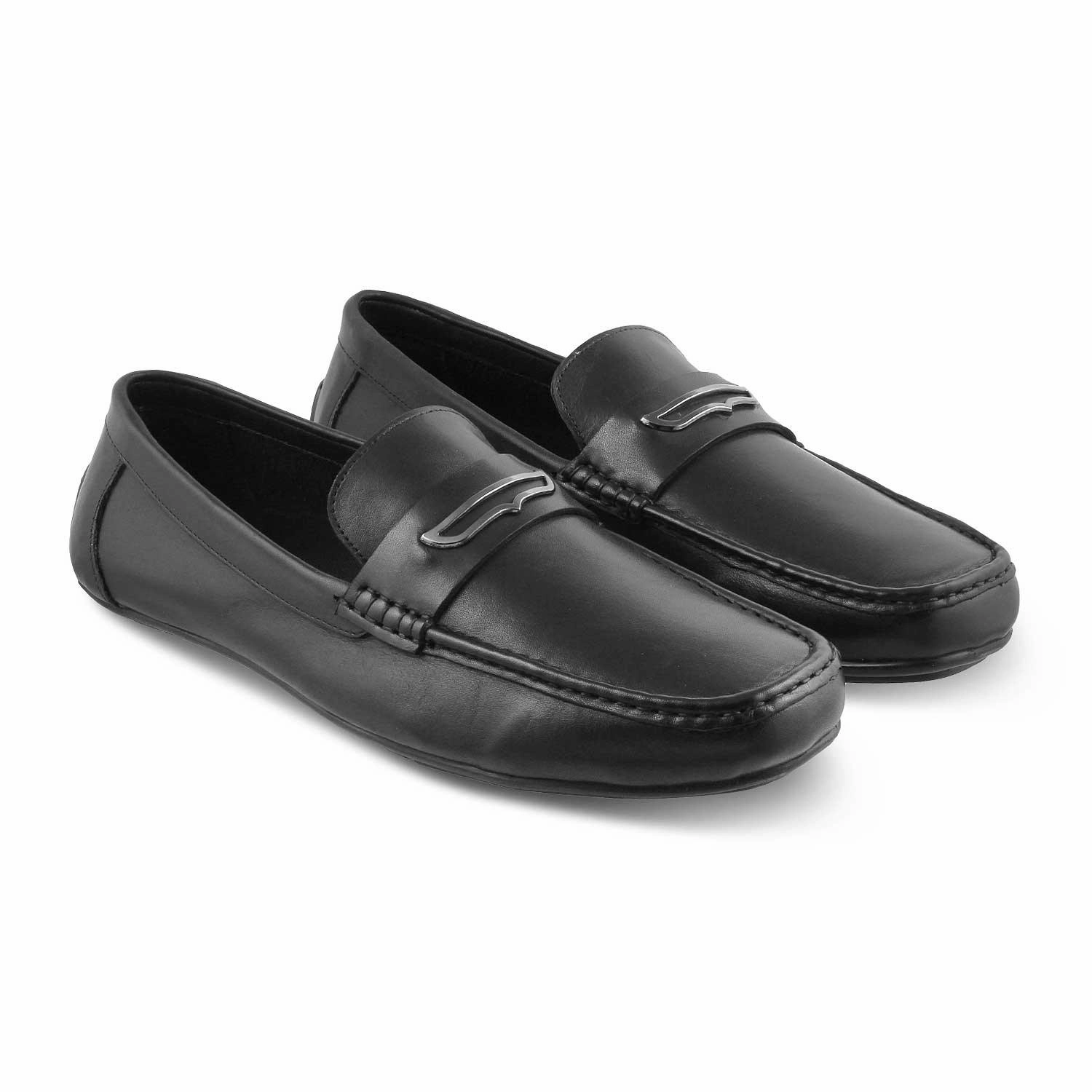 The Yodry Black Men's Leather Driving Loafers Tresmode Saint Laurent Le Loafers