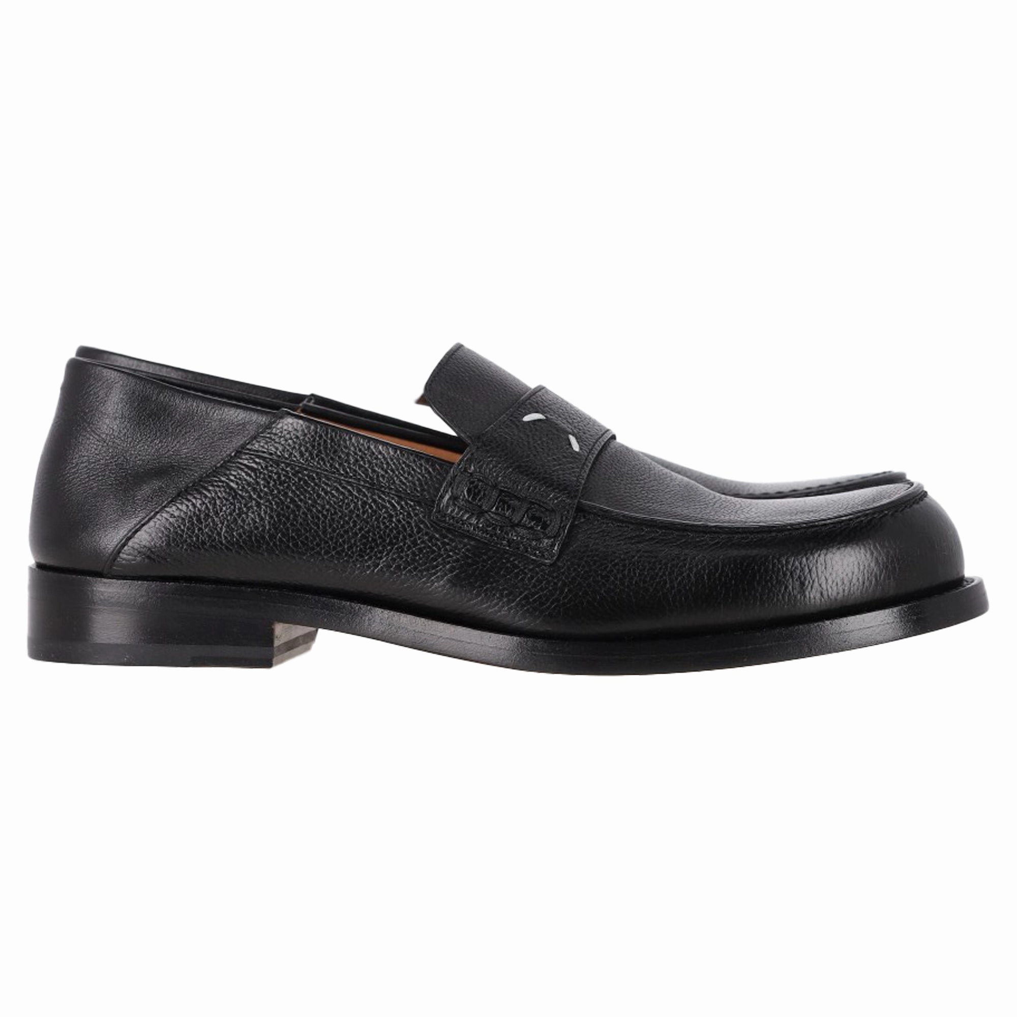 Maison Margiela 4-Stitch Loafers in Black Leather Union Loafers Bagels