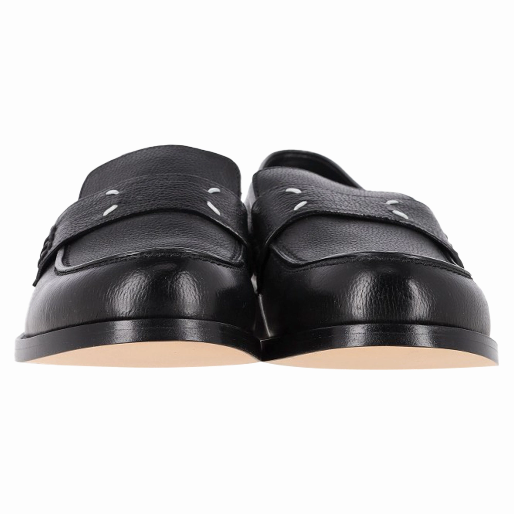 Loafers Suede Penny Maison Margiela 4-Stitch Loafers in Black Leather
