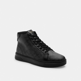 Road Shoes On Trails Coach High Line High Top Sneaker In Signature Canvas Graphite Black