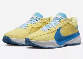 Nike Zoom Freak 5 DX4985-700 Sneakers Men's Yellow Blue Basketball Shoes TF5717 Comfortable Nike Shoes