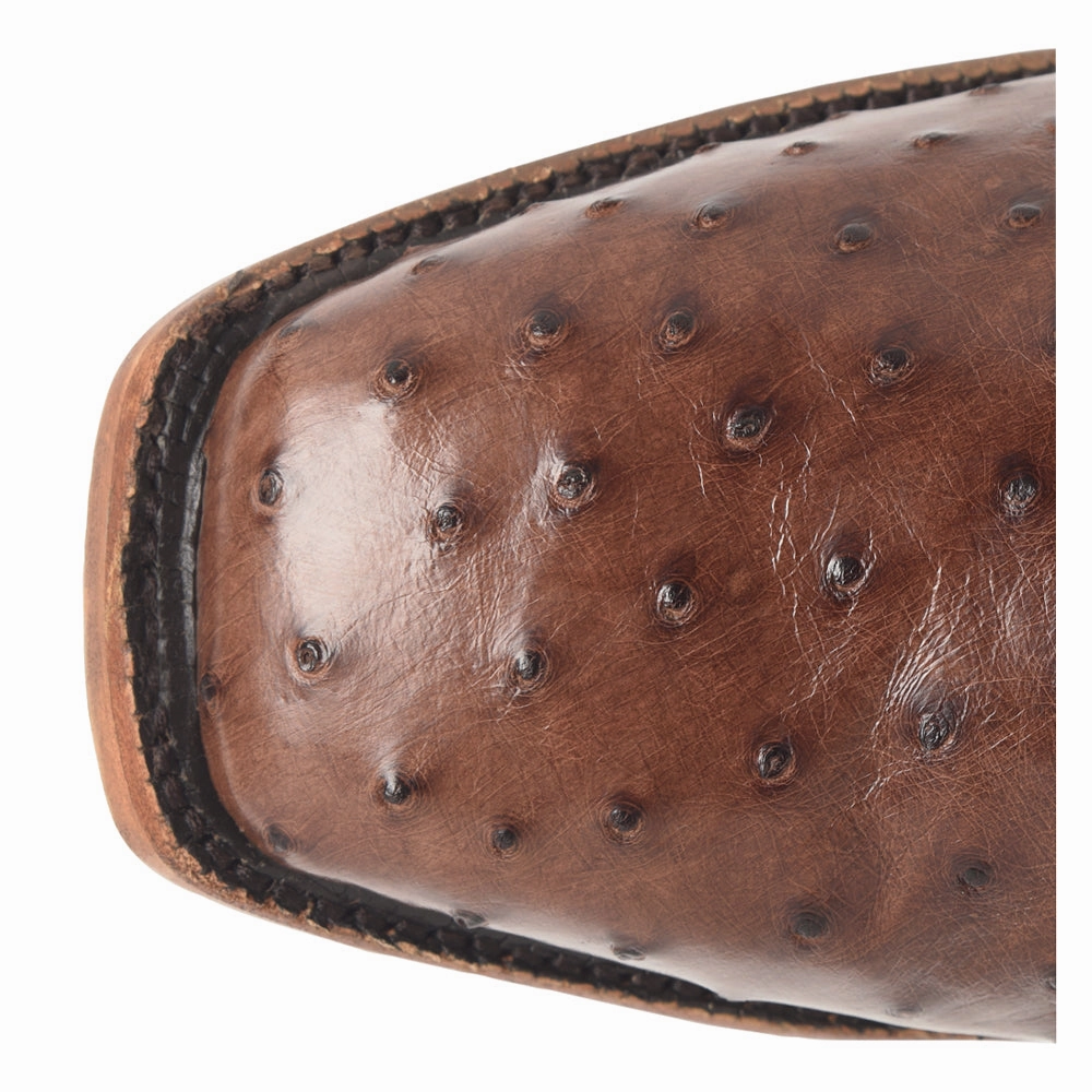 Mexican Cowboy Boots Rancher 12 Inch Full Quill Ostrich Square Toe Cowboy Boots