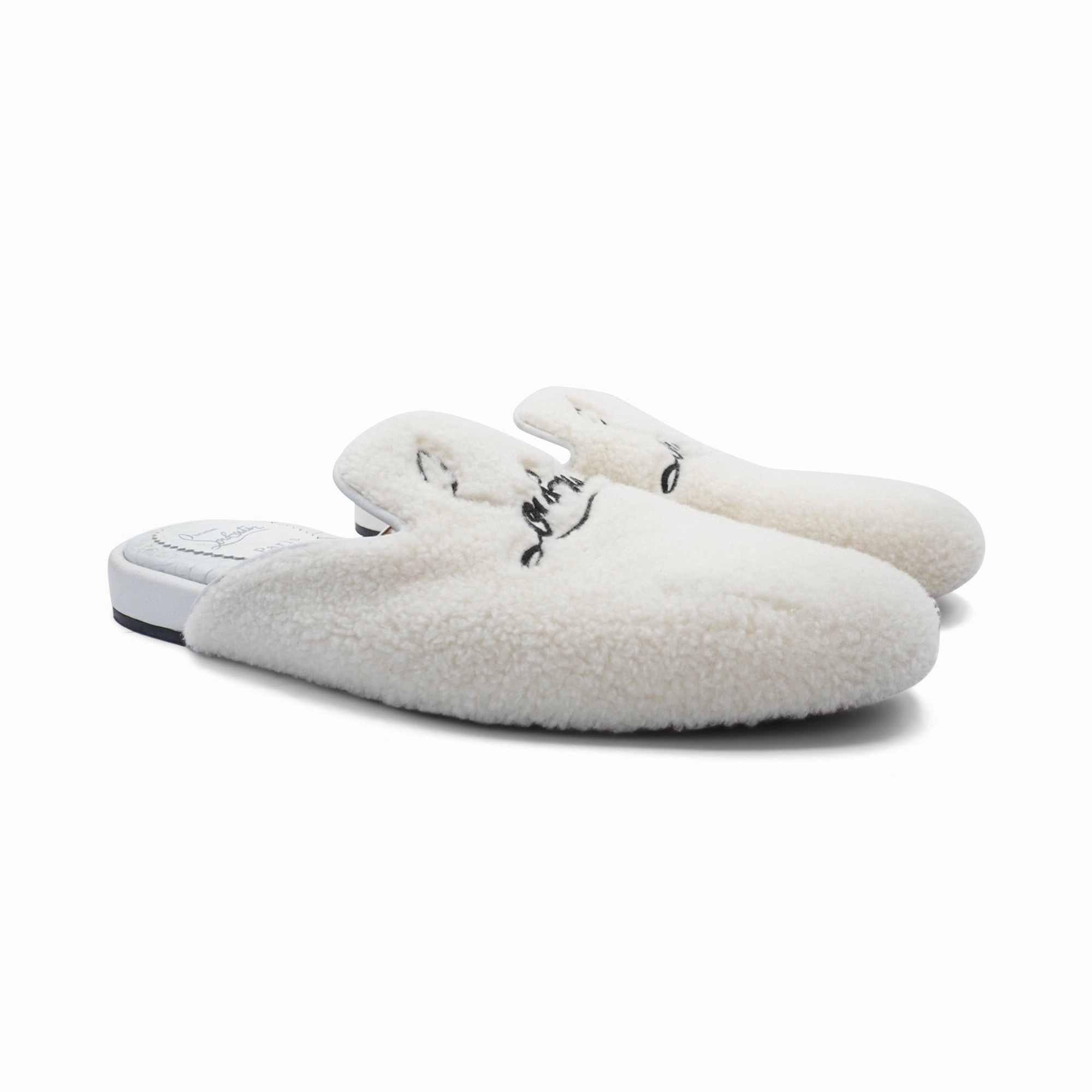 Christian Louboutin 'Coolito' Shearling Slides - Men's 40.5 Spa Dog Slippers