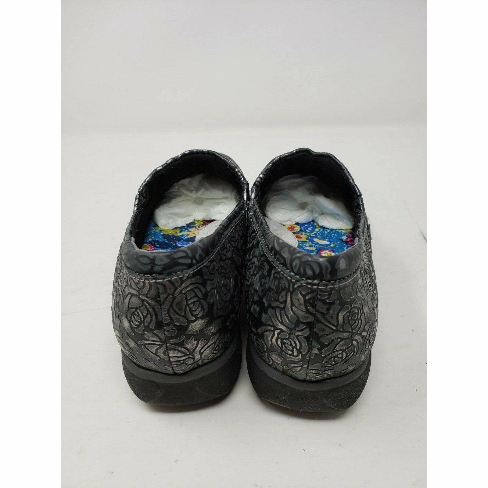 SoftWalk Grey's Anatomy Meredith Black Metallic Leather Clogs Shoes Women's 7 M Leopard Print Nursing Clogs