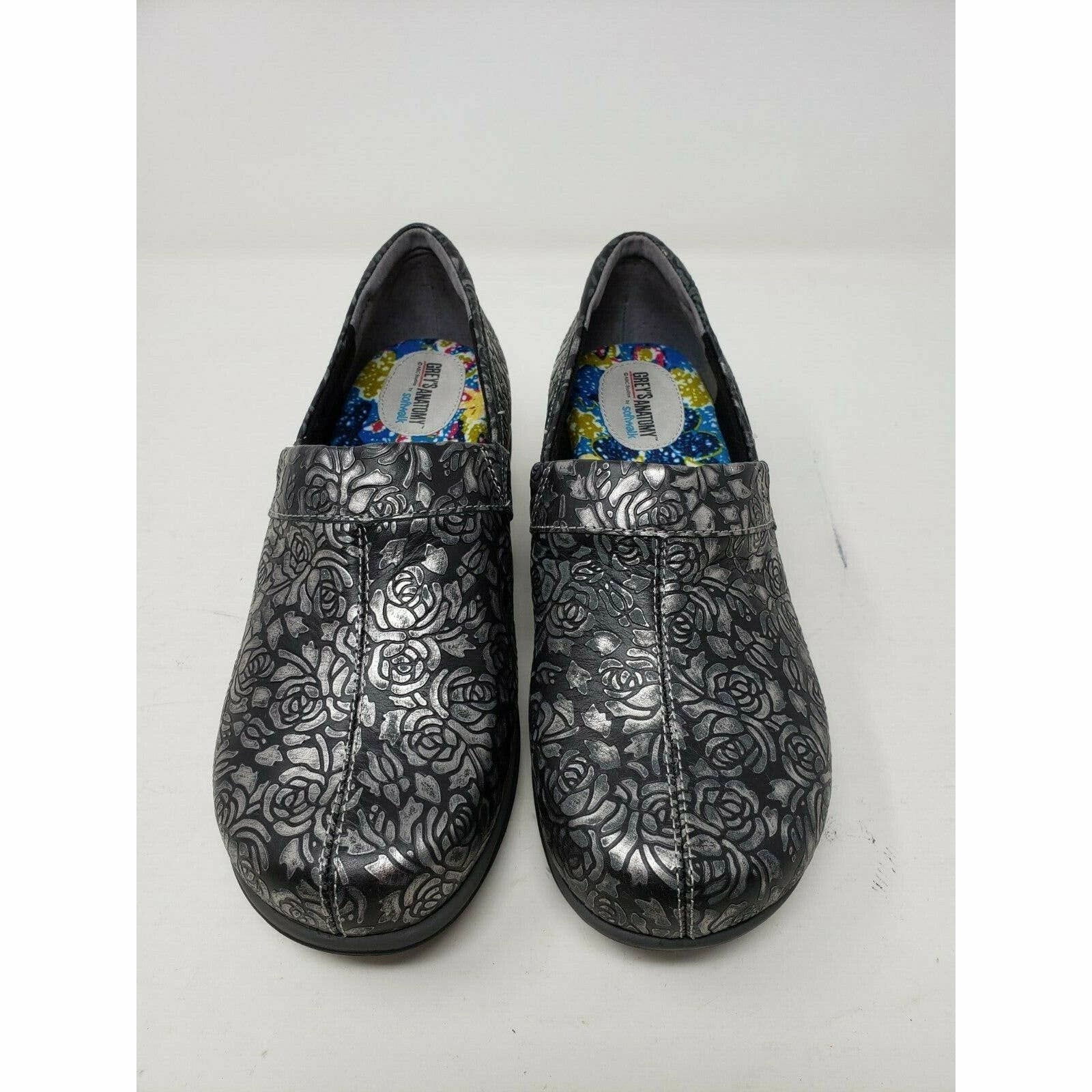 SoftWalk Grey's Anatomy Meredith Black Metallic Leather Clogs Shoes Women's 7 M Tan Suede Clogs