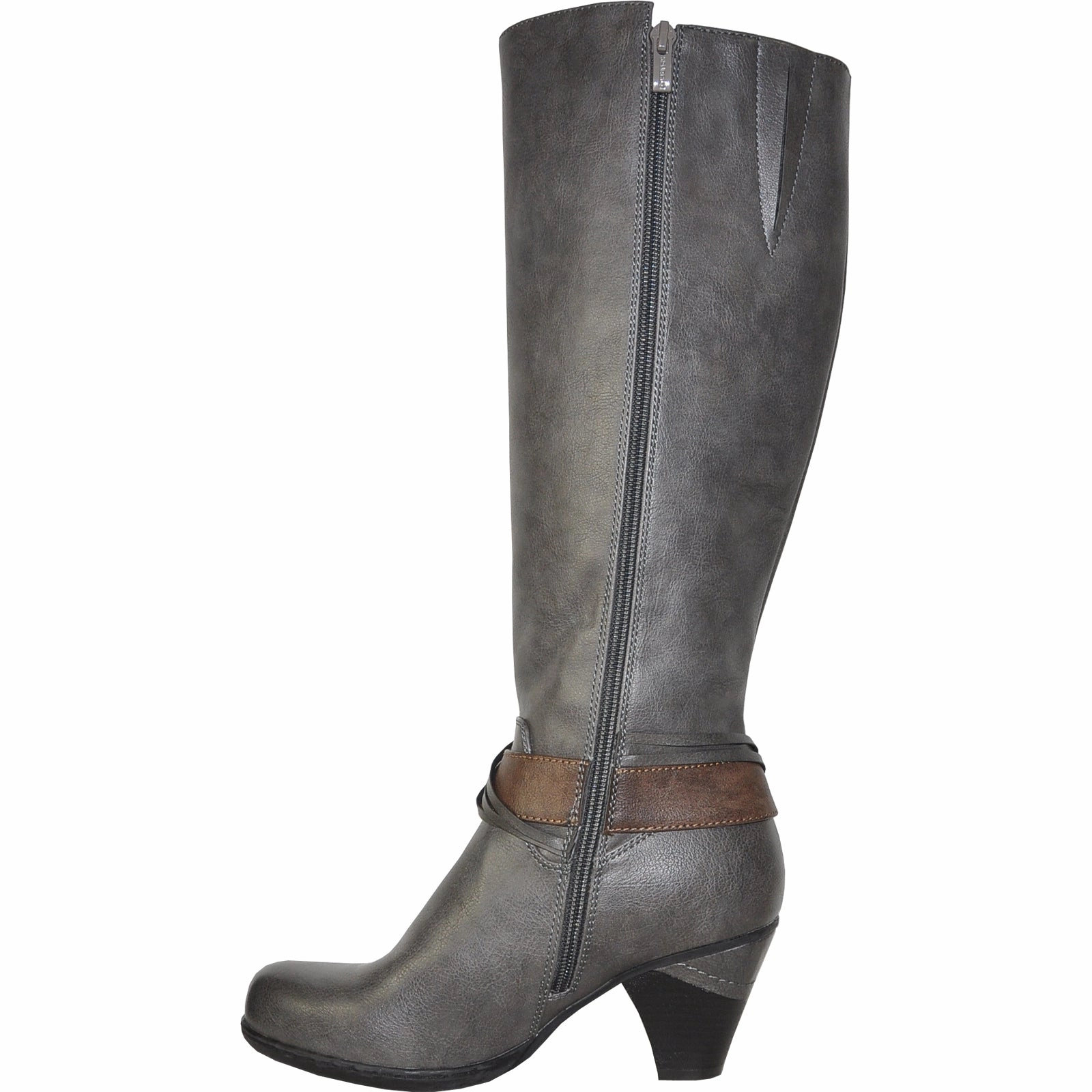 VANGELO Women Boot HF8420 Knee High Dress Boot Grey Chestnut Knee High Boots