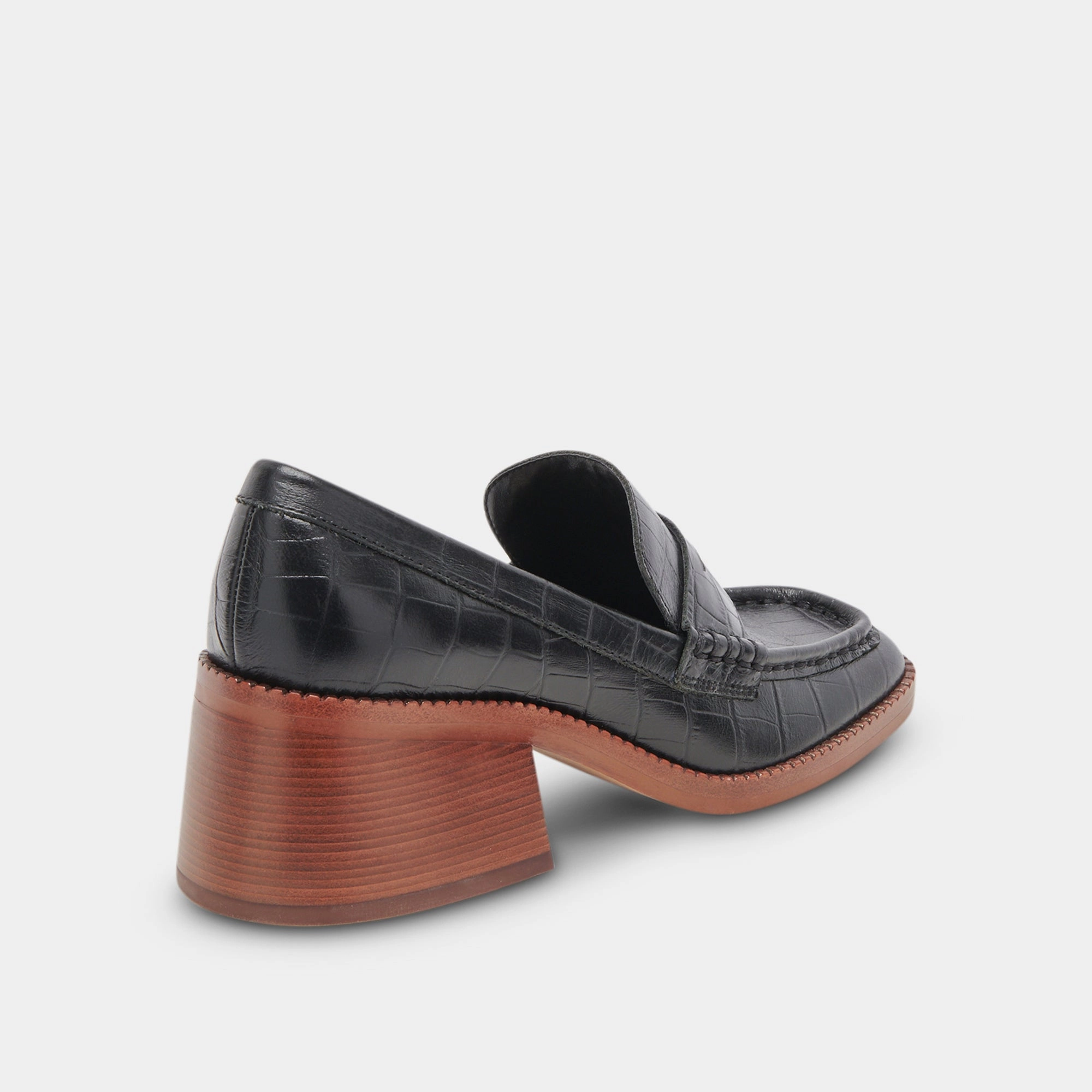 TALIE LOAFERS NOIR EMBOSSED LEATHER - re:vita Designer Penny Loafers