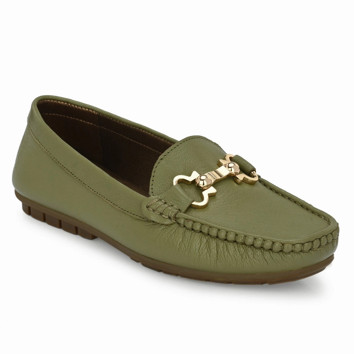 Lexi Olive Leather Loafers Tabis Loafers
