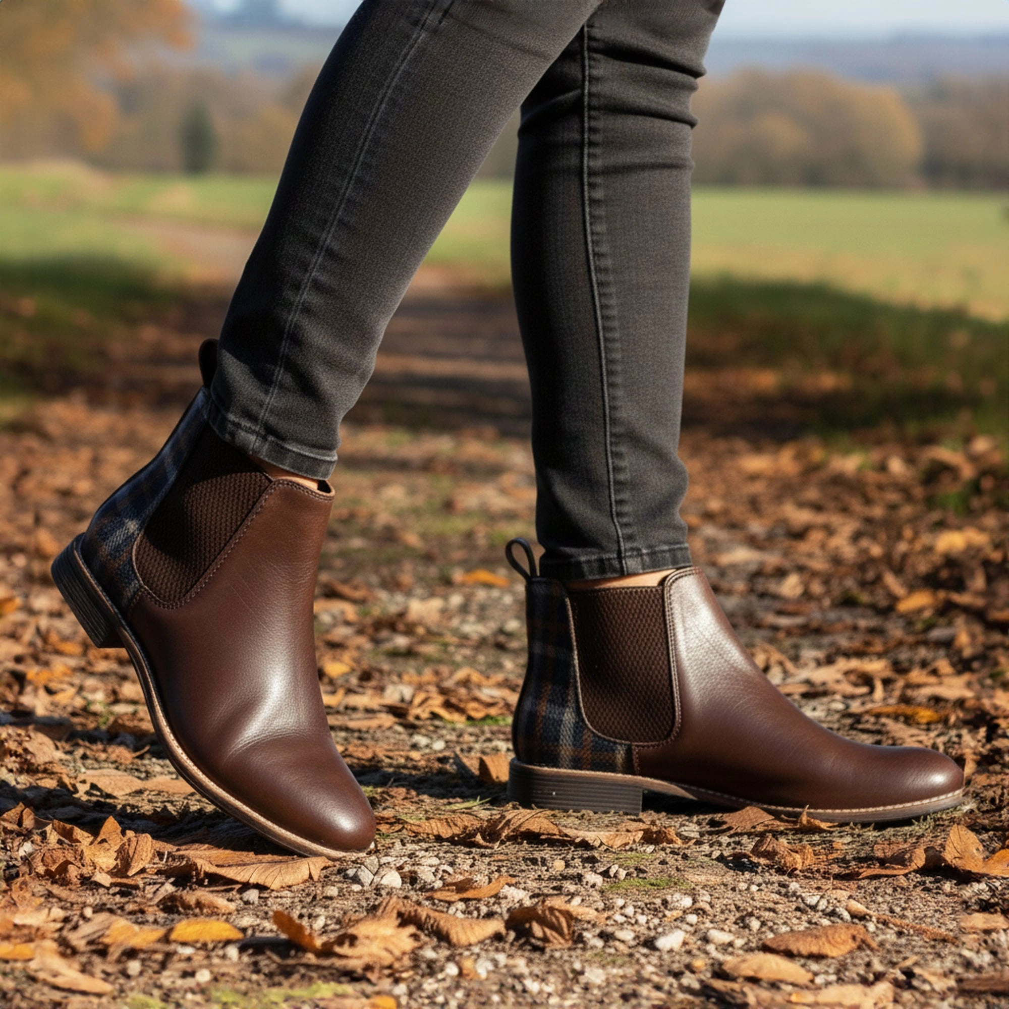 Sadie Leather Chelsea Boots - Brown Tweed Baker Chelsea Boots
