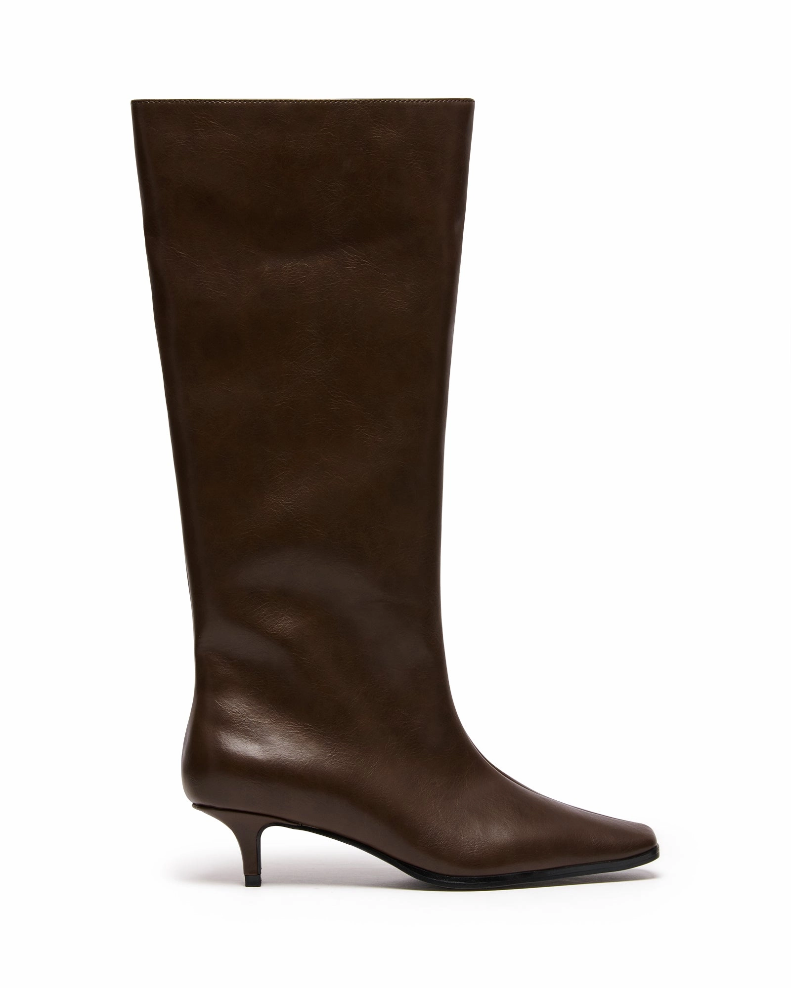 Spicy Tall Boot Chocolate Kitten Heel Knee High Boots
