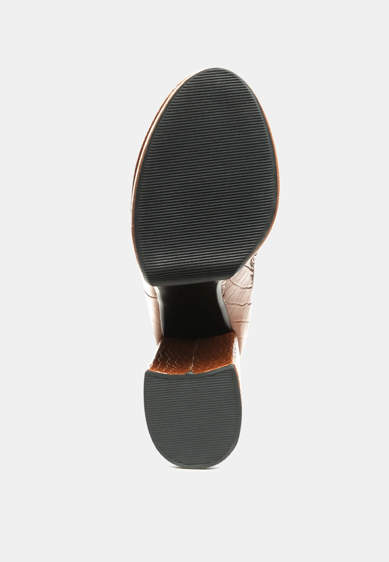 Boots In The Fall bumpy croc high block heeled chunky ankle boots