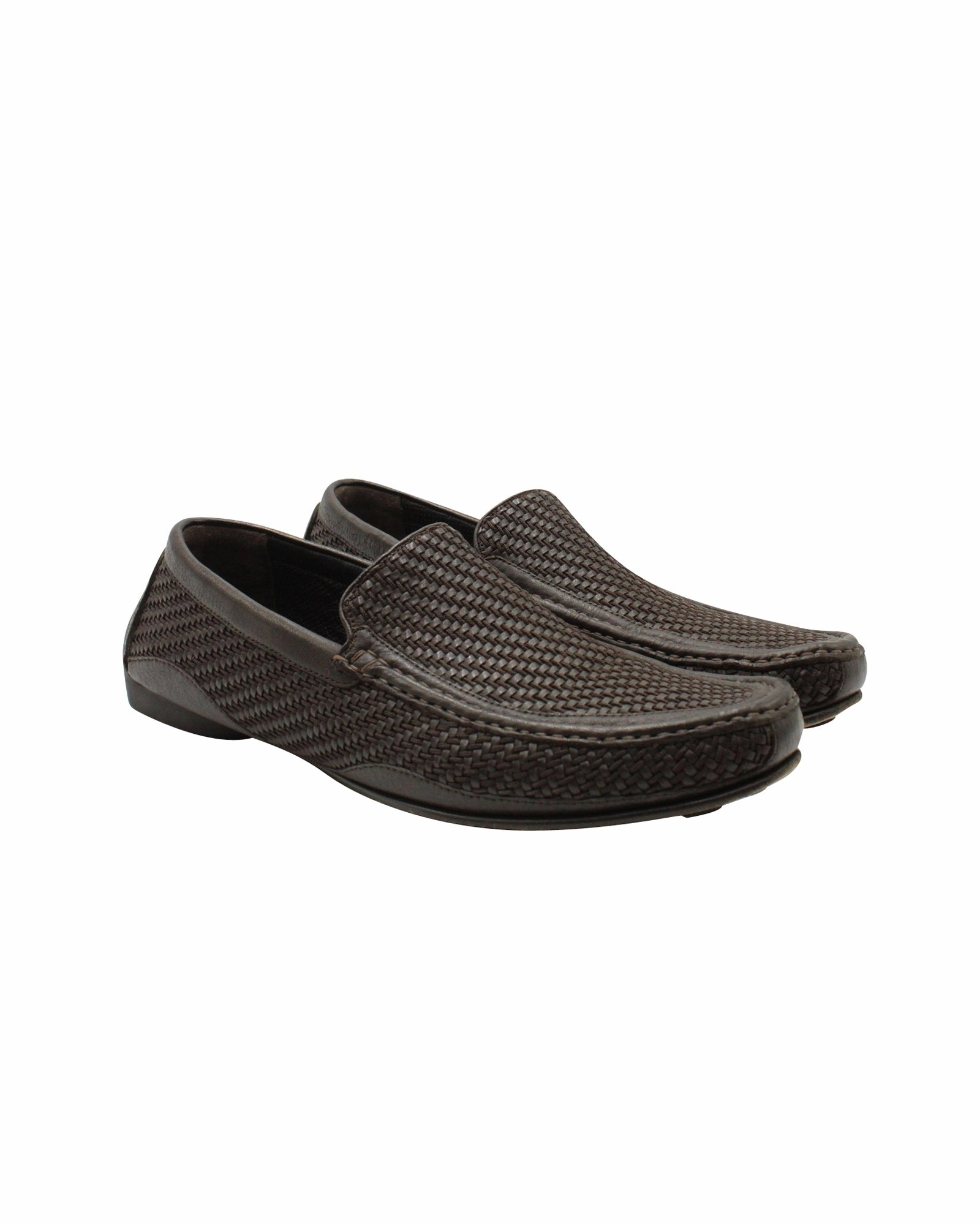 Varvatos Loafers Giorgio Armani Woven Slip On Loafers in Brown Leather