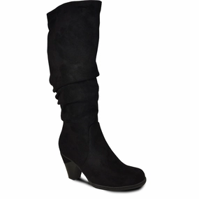 VANGELO Women Boot HF9426 Knee High Dress Boot Black Suede Zippered Knee High Boots