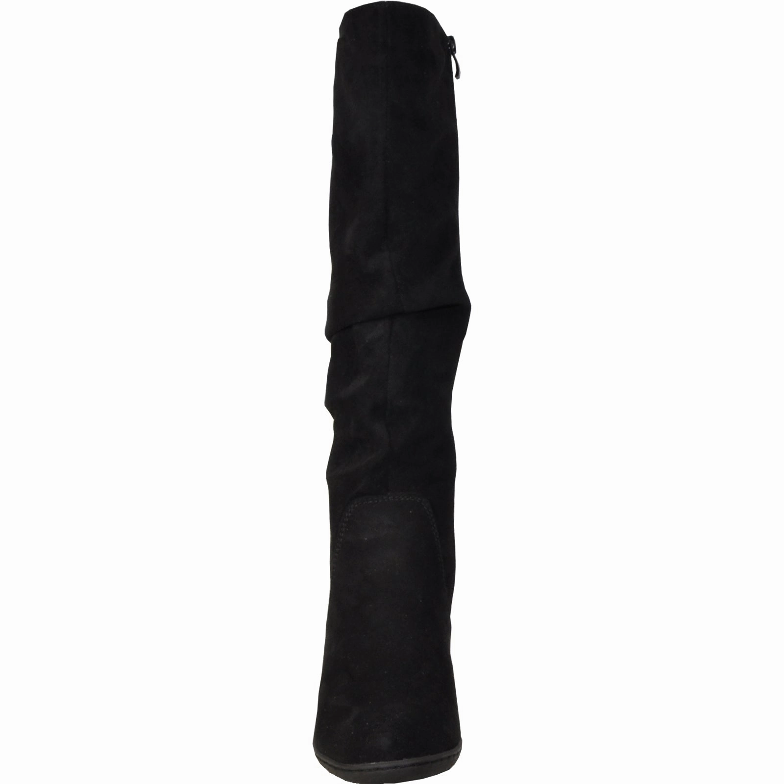 Leather And Suede Knee High Boots VANGELO Women Boot HF9426 Knee High Dress Boot Black Suede