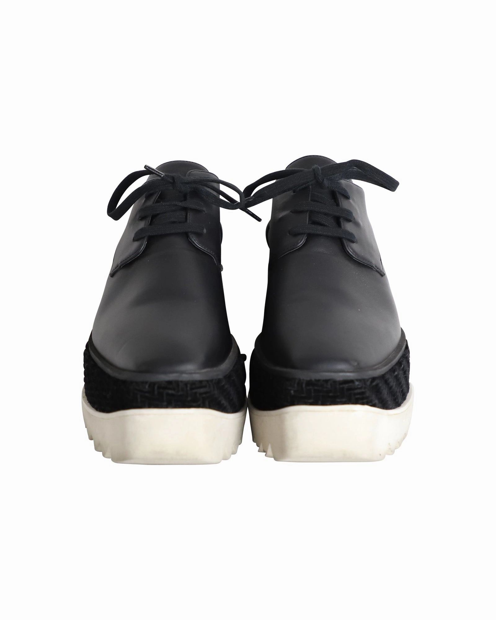 Base London Brogue Boots Stella McCartney Elyse Velvet-Trimmed Platform Brogues in Black Faux Leather