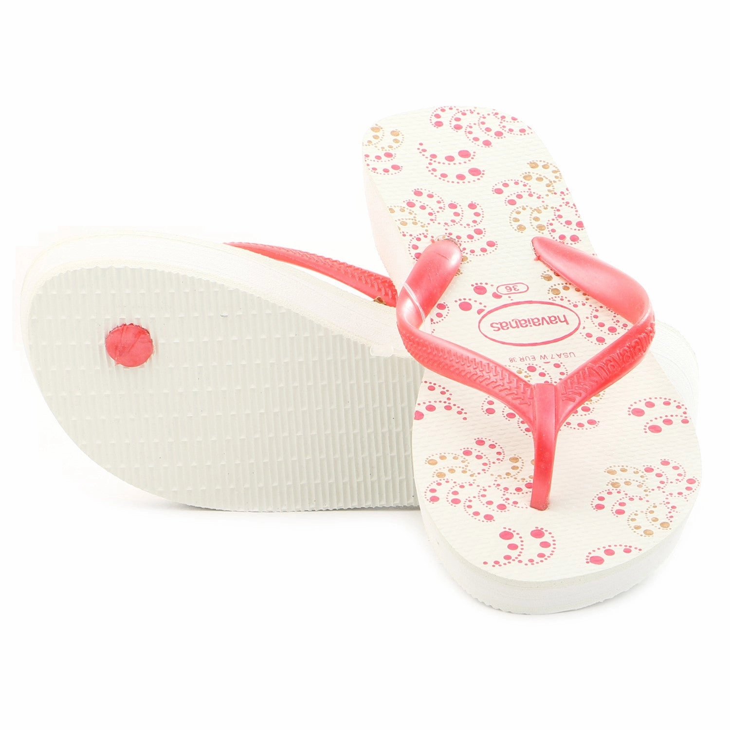 Surfing Flip Flops Havaianas High Light II Thong Flip Flop Sandal - White/Pink - Womens