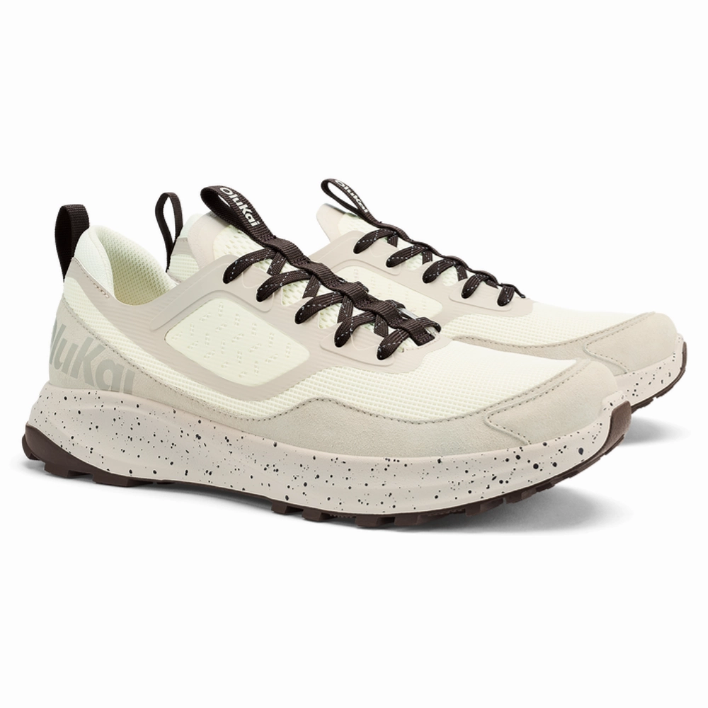 Off Road Trail Running Shoes OluKai Makiki White Sand/Tapa Athletic Shoe (Men's)