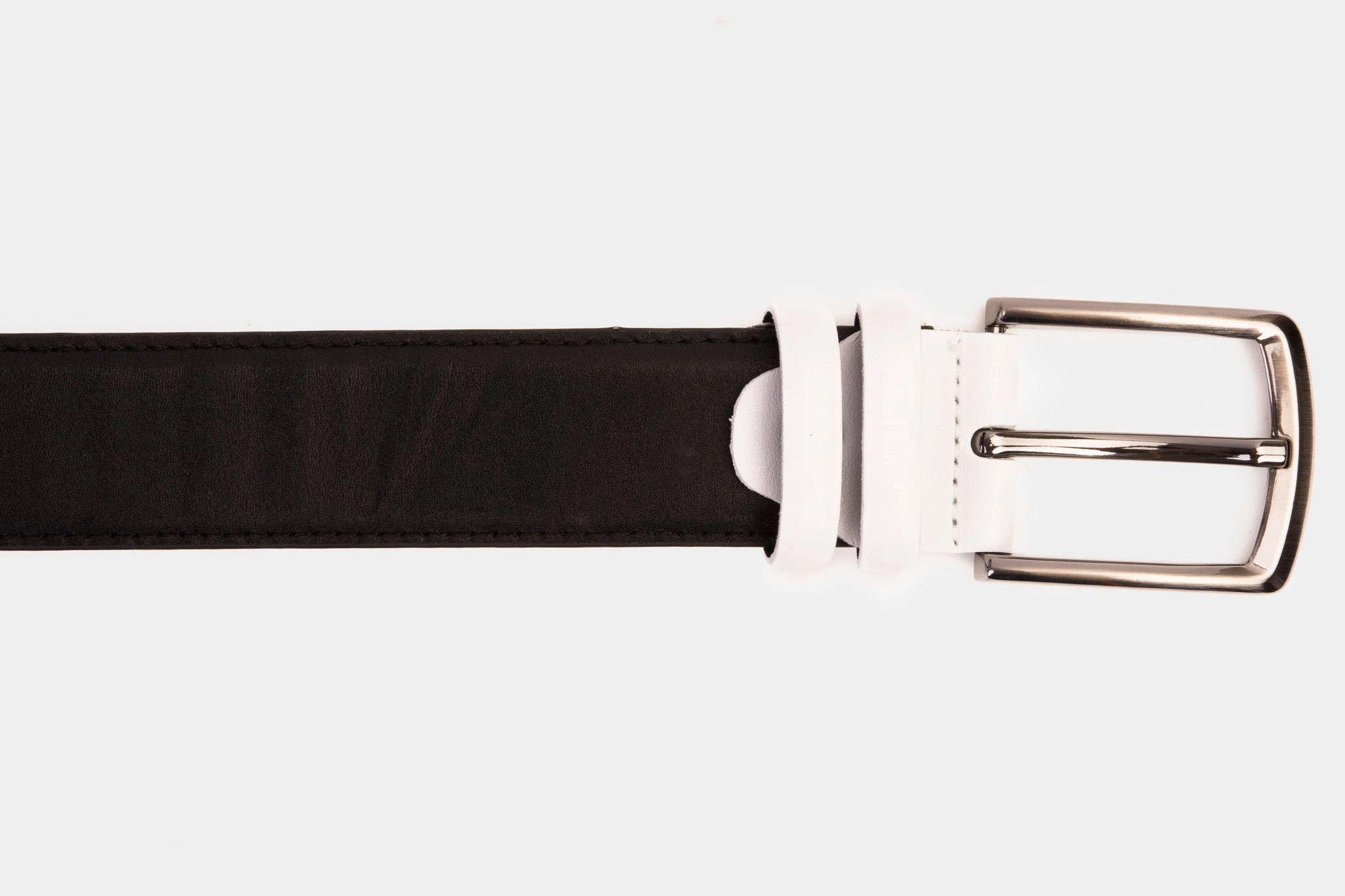 The Neiva Black/White Leather Belt Guys Combat Boots