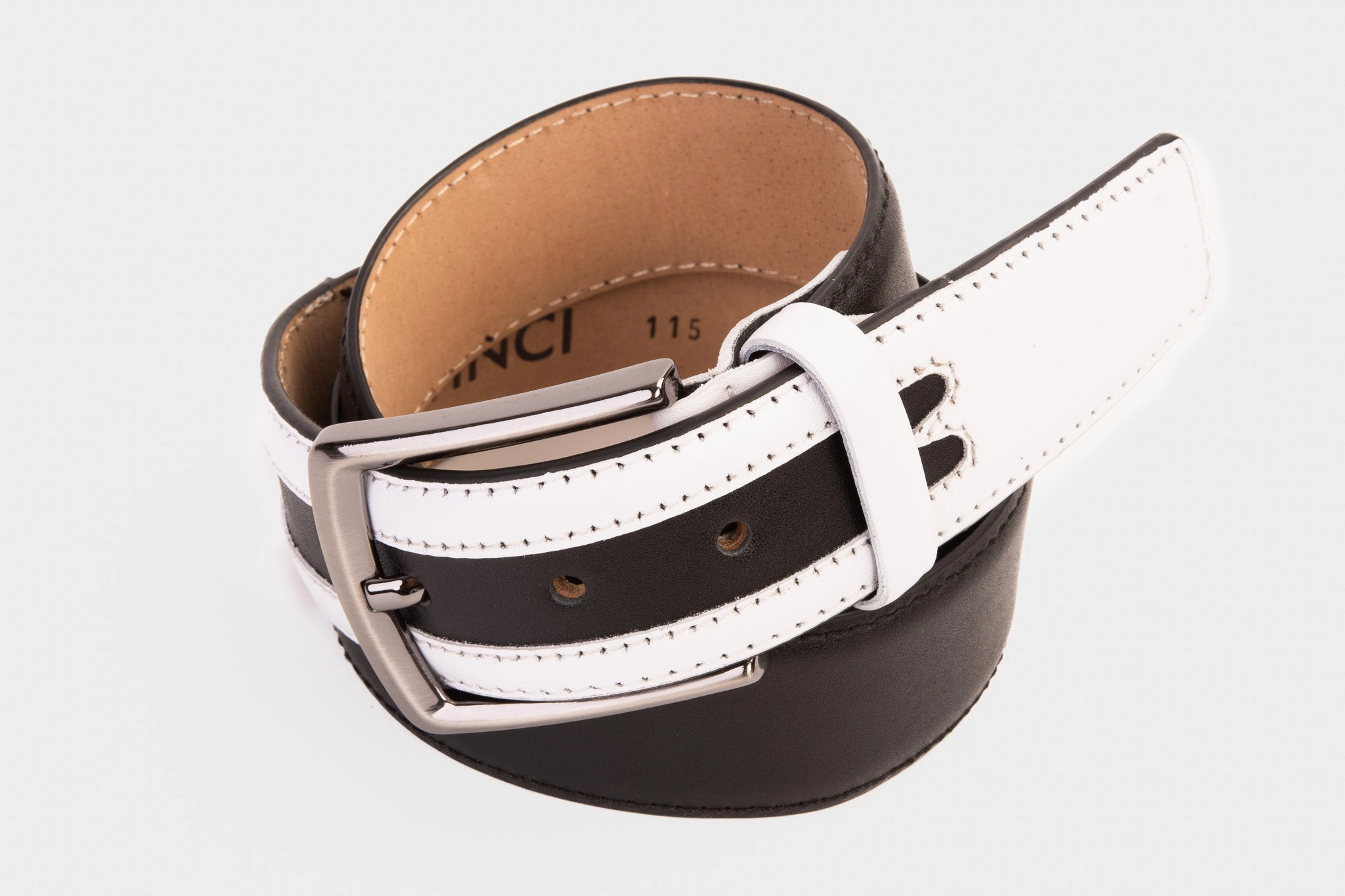 The Neiva Black/White Leather Belt Old West Boots