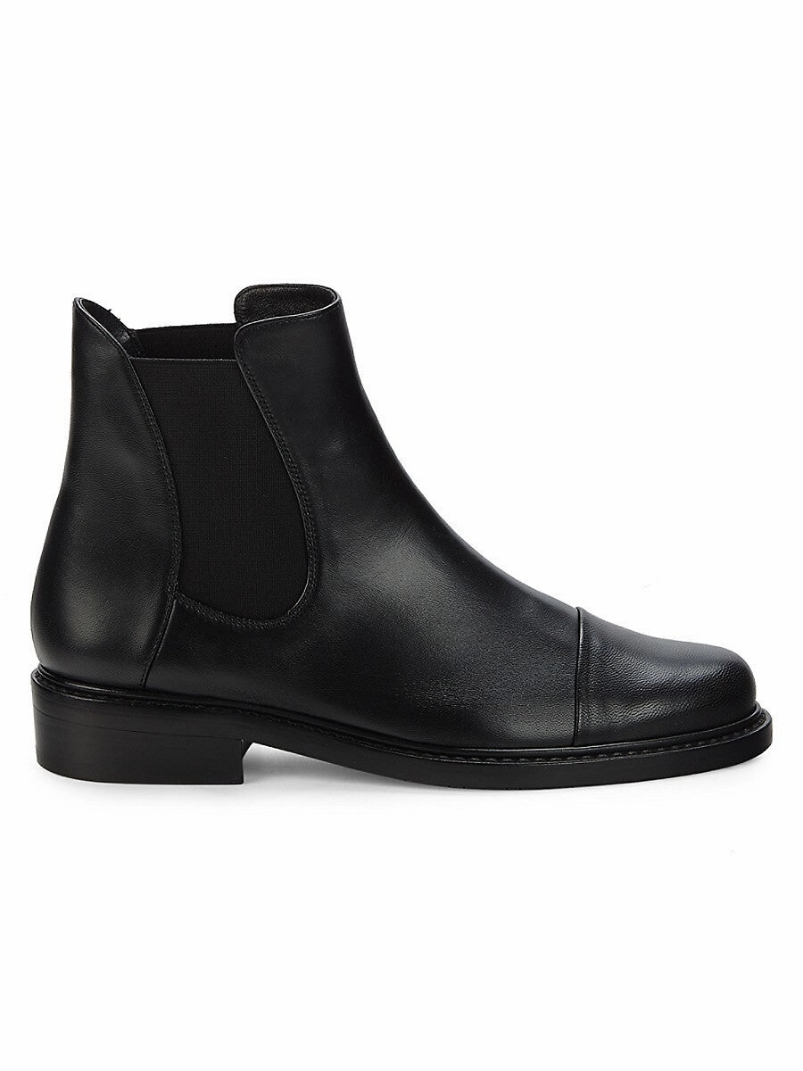 Suede Chelsea Boots With Dress Pants Stuart Weitzman Gobi Chelsea Boots Women's Black Leather Cap Toe Ankle JOBB1016