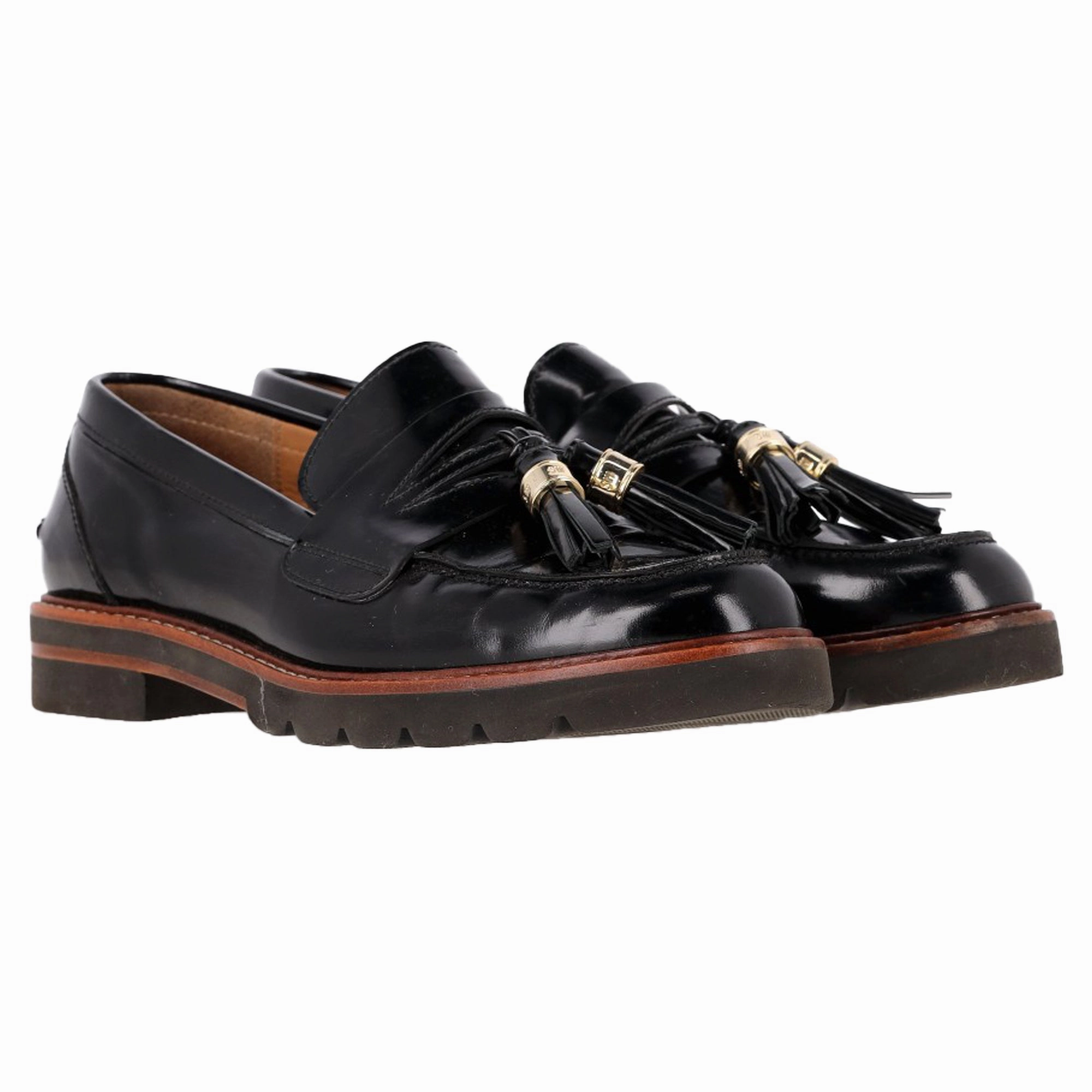 Stuart Weitzman Manila Loafers in Black Patent Leather Oxford Shoes Loafers