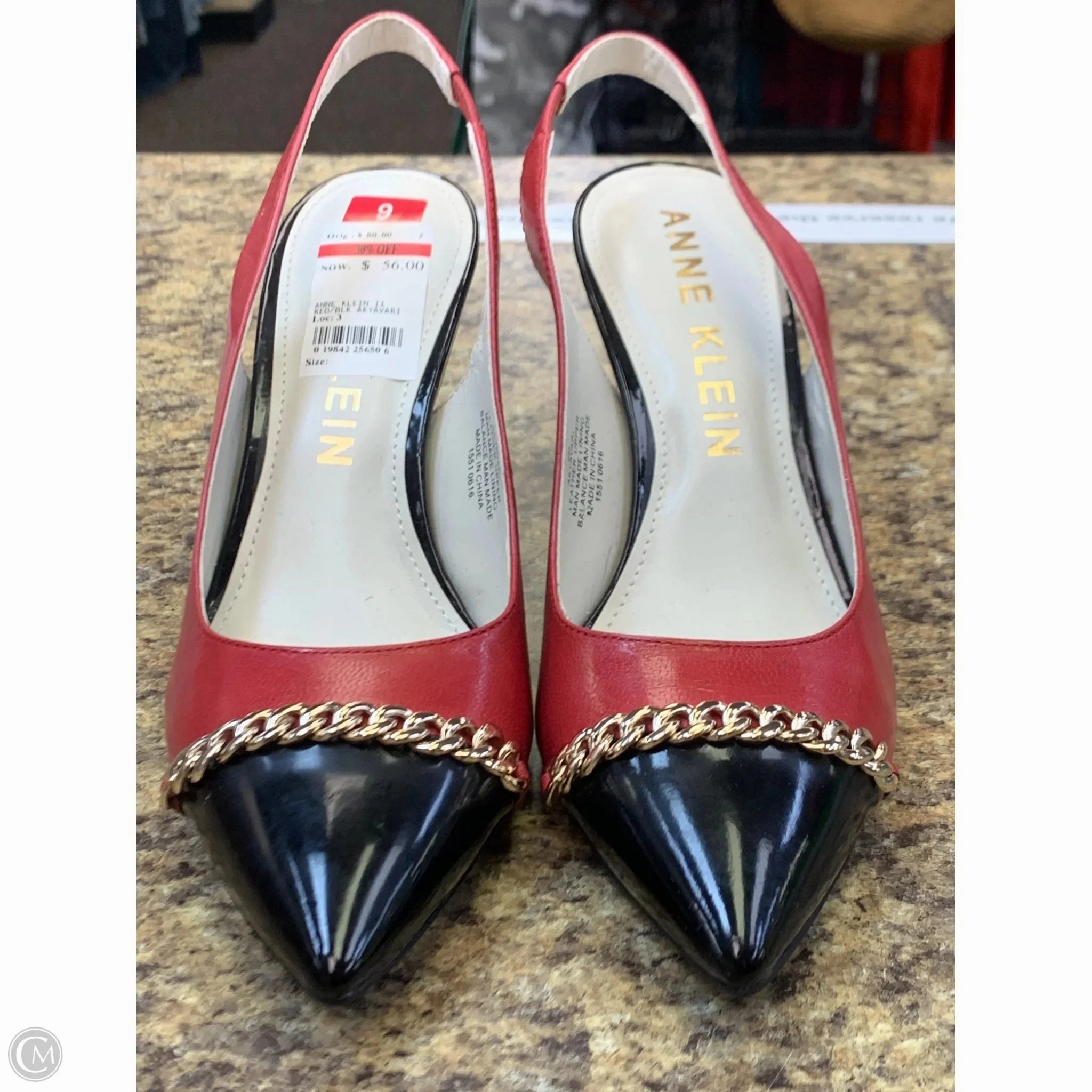 Shoes Heels Kitten By Anne Klein In Black & Red, Size: 9 High Heel Long Boots