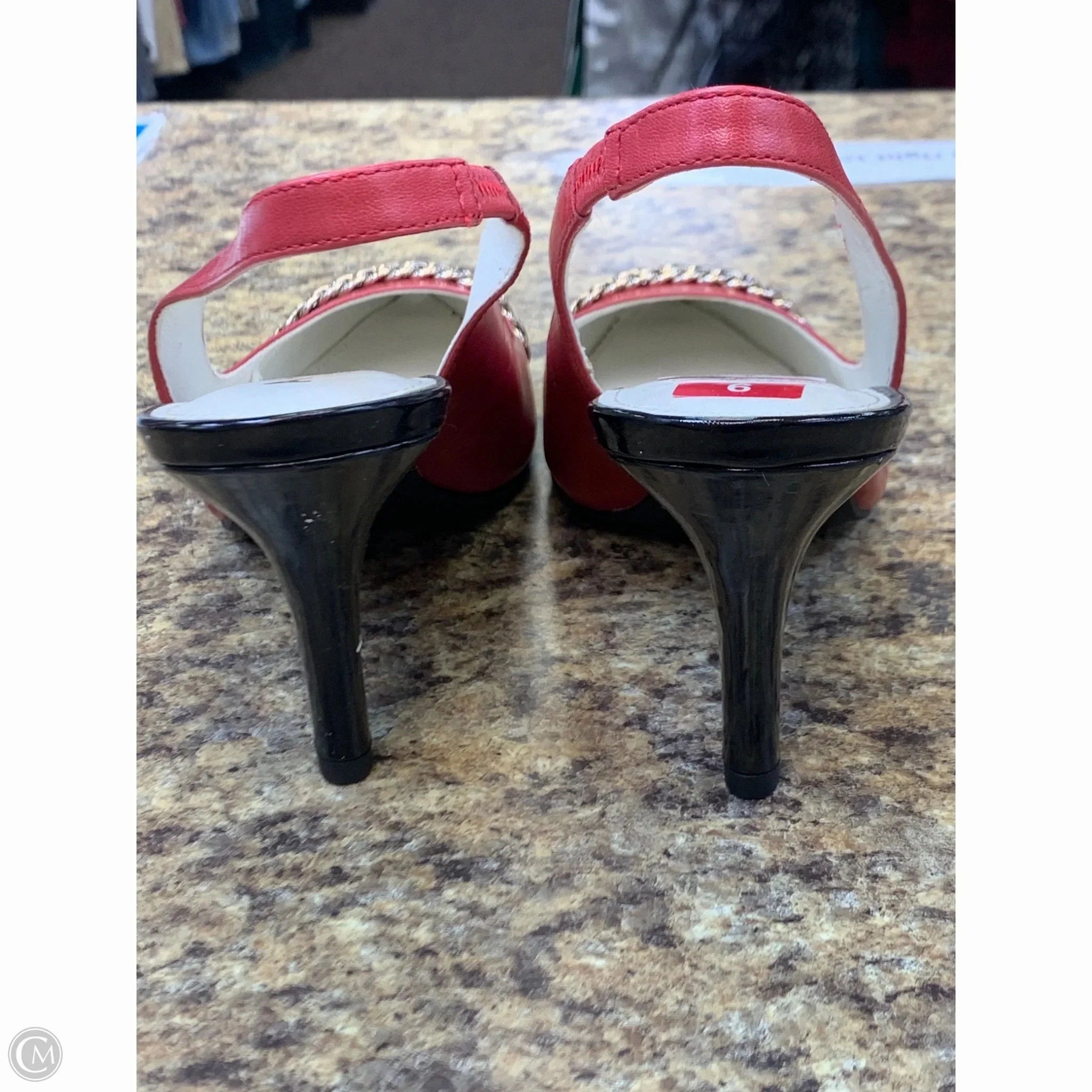 Bling Heel Shoes Shoes Heels Kitten By Anne Klein In Black & Red, Size: 9