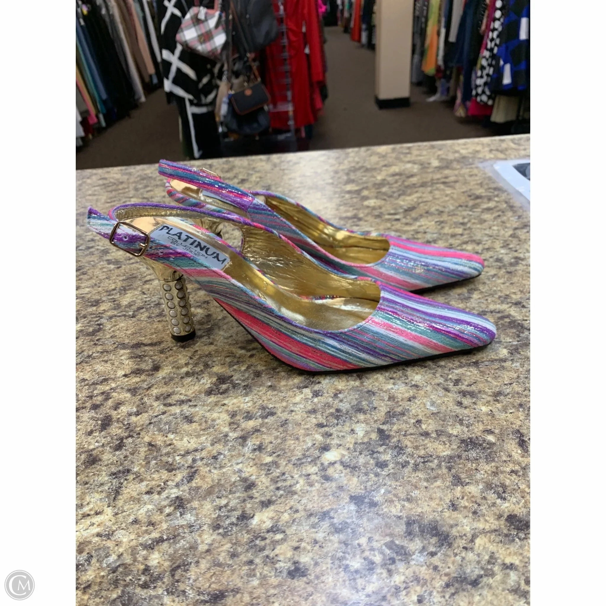 Closed Toe High Heel Mules Shoes Heels Kitten By Platinum In Multi-colored, Size: 8