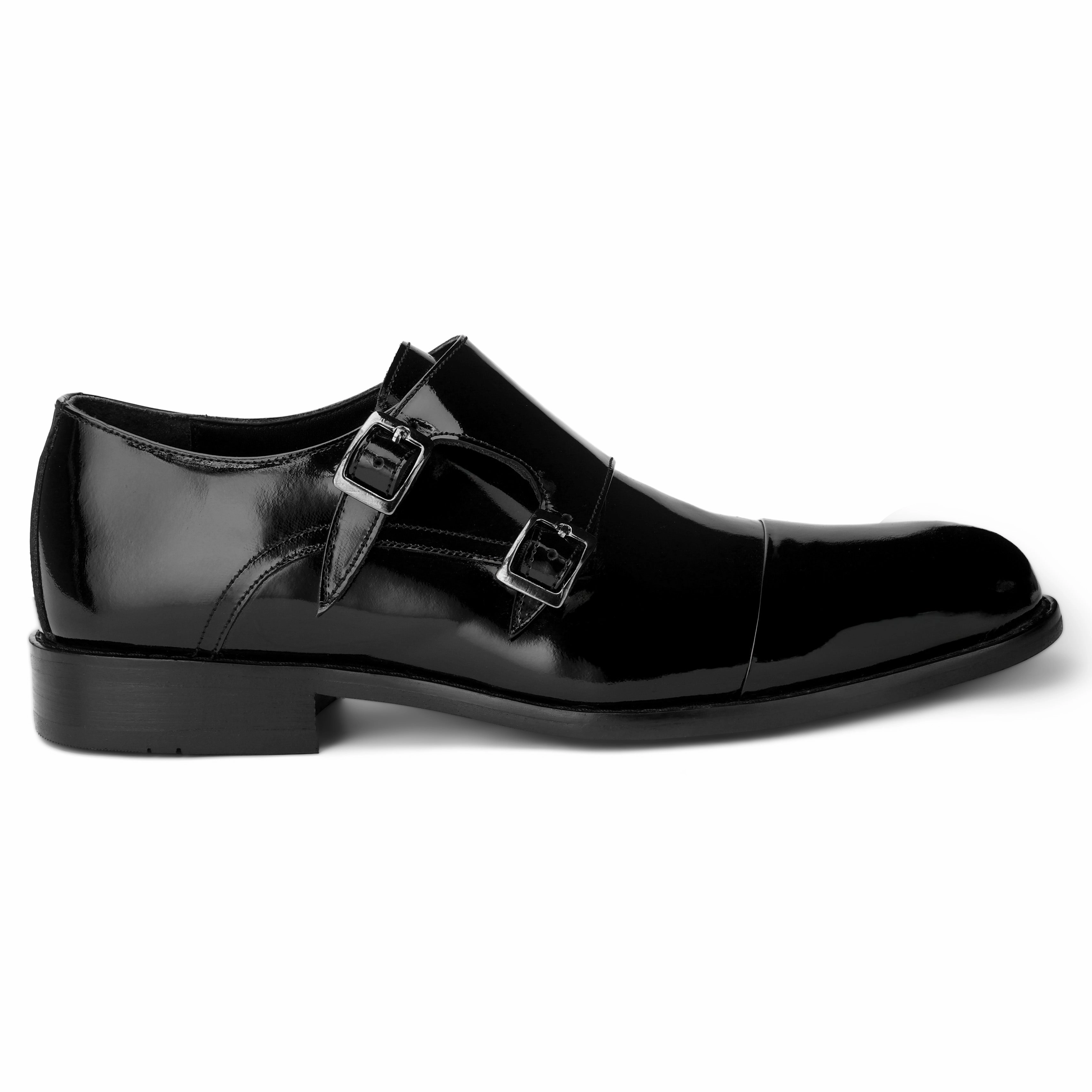 Lace Up Flat Shoes Brio Classic Gloss Double-Monk - Black