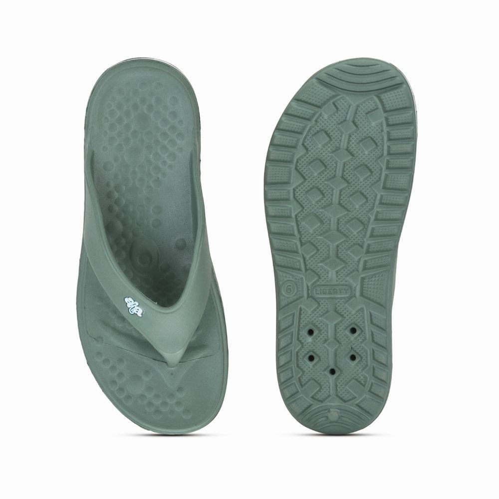 A-HA Casual Green Flip Flop For Men BEACHTIME By Liberty Japanese Wooden Flip Flops