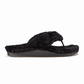 Krystal Star Wedge Flip Flops Kpe'a Heu - Black
