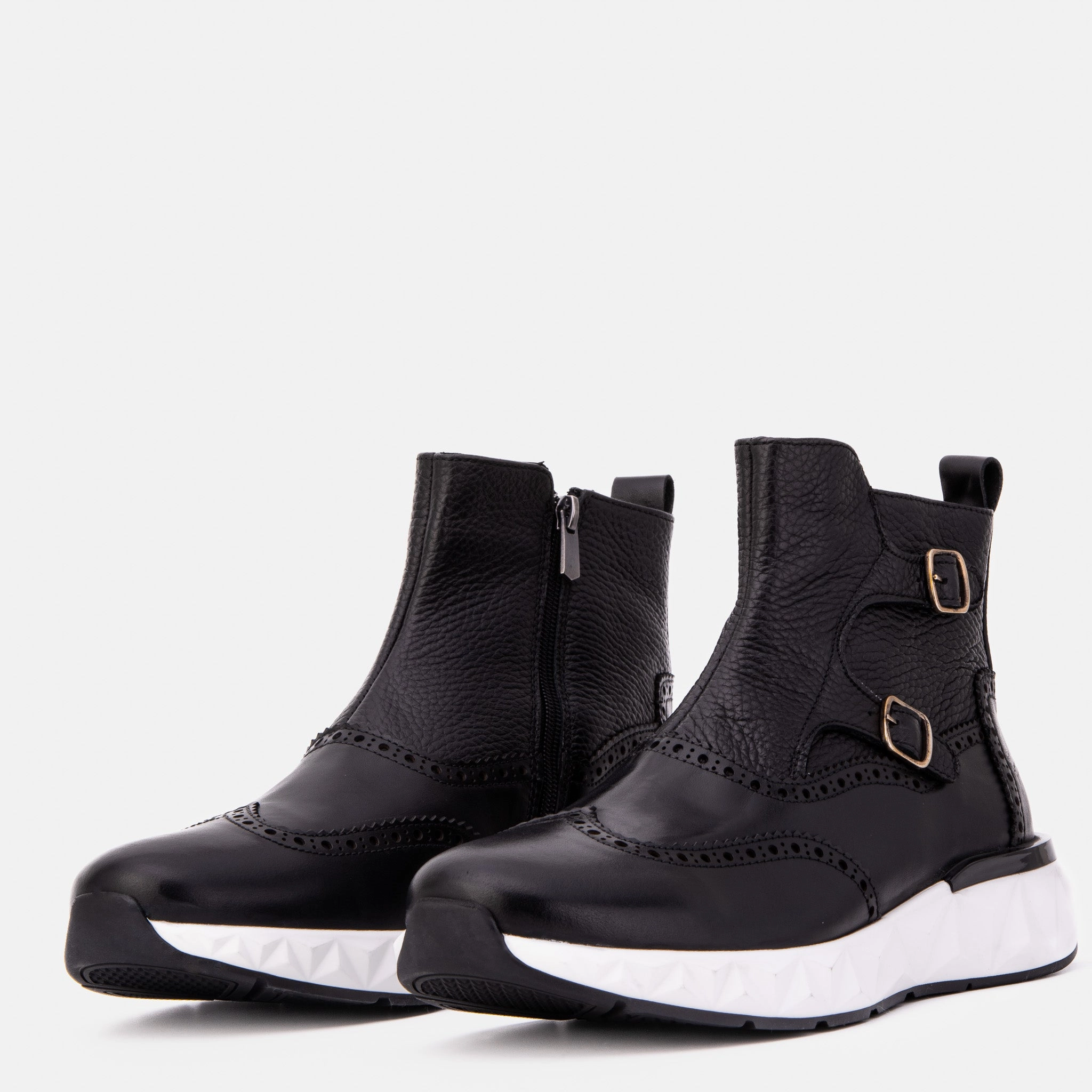 Bogs Snow Boots The Stealth Wingtip Buckle Black Leather Men Boot