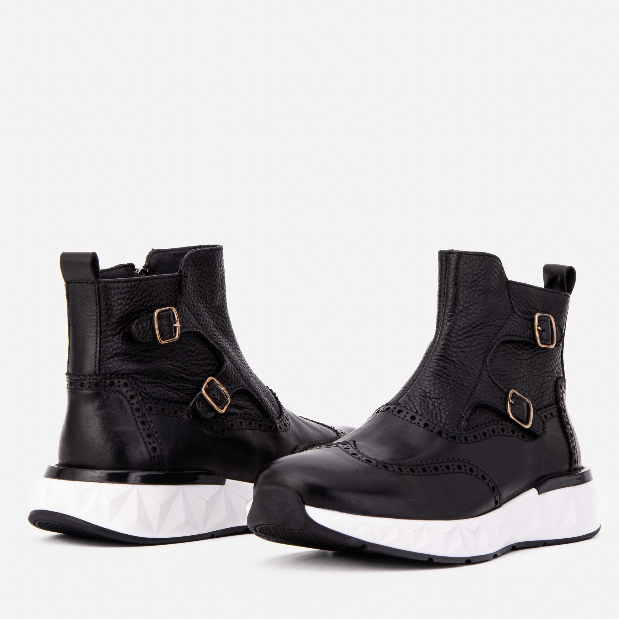 Hunter Chelsea Boots The Stealth Wingtip Buckle Black Leather Men Boot