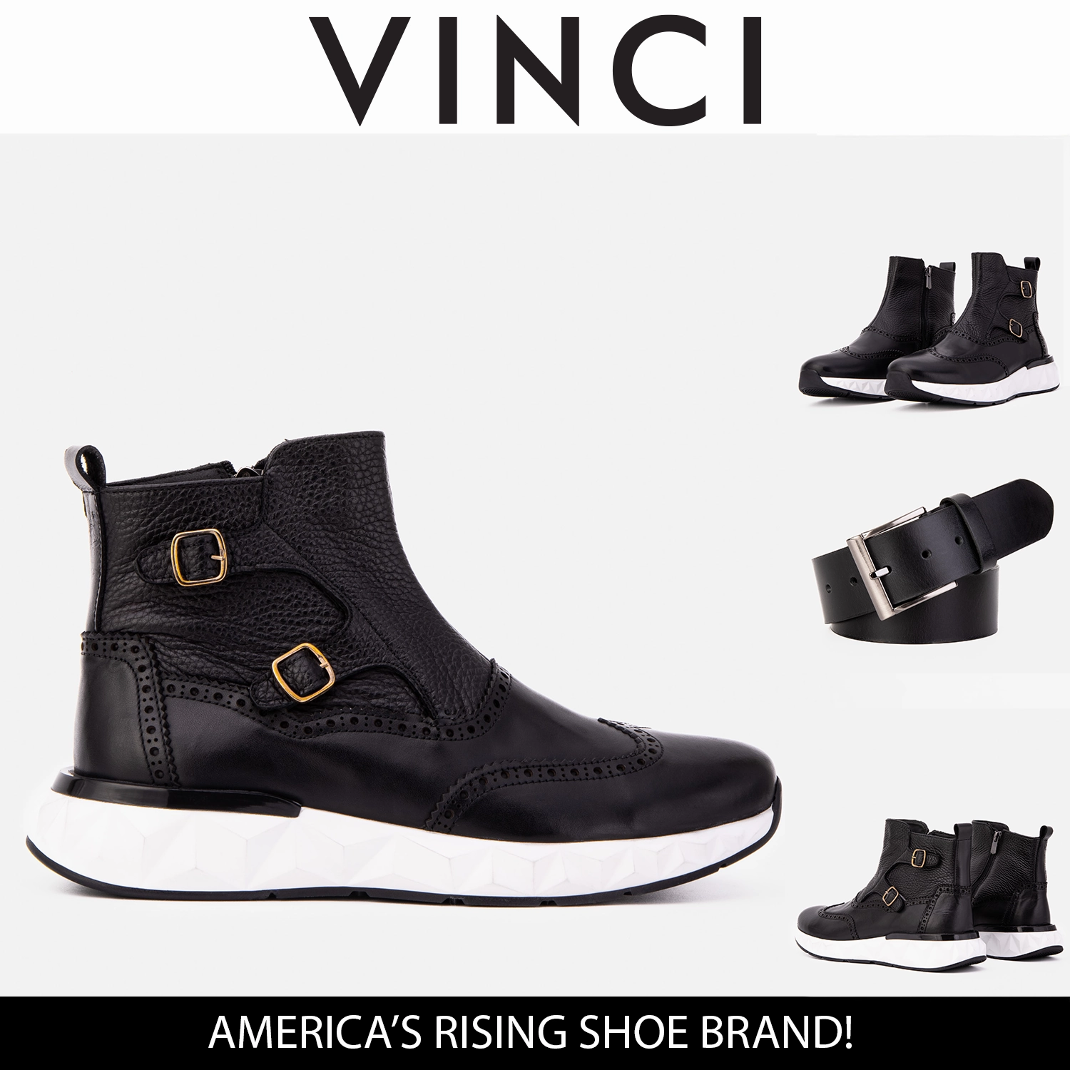 Ugg Boots Ultra Mini The Stealth Wingtip Buckle Black Leather Men Boot