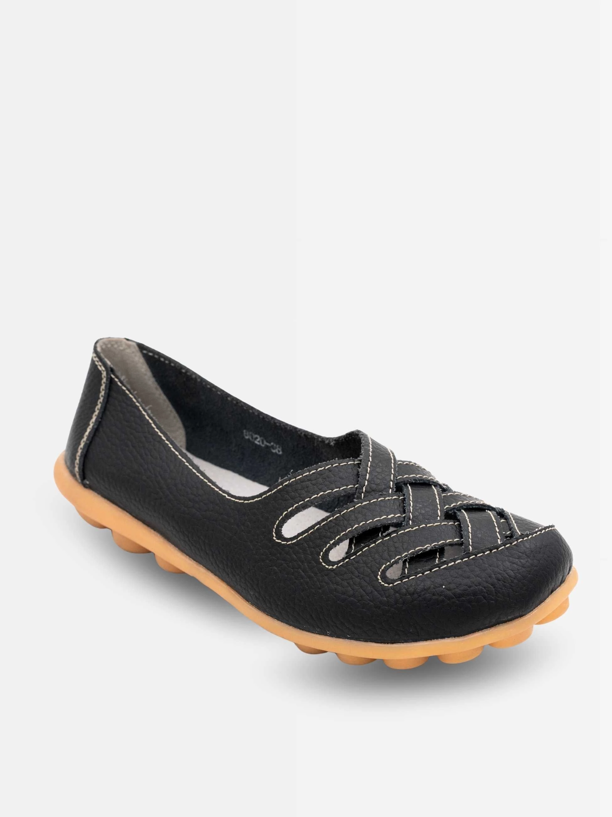 Safety Toe Loafers Zuri Criss Cross Leather Loafers