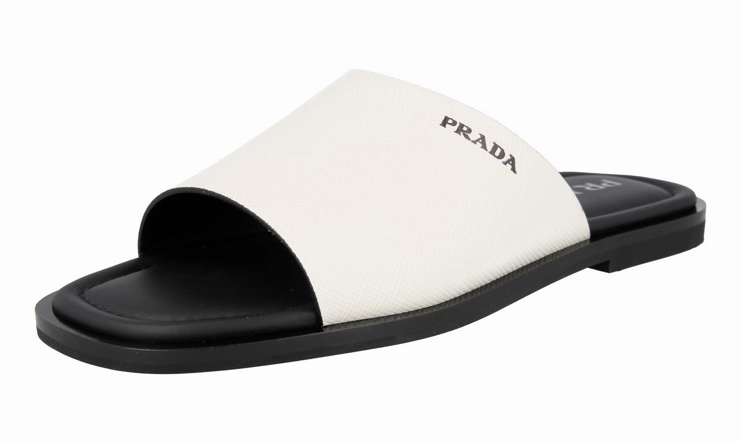 Espadrille Sandals Closed Toe Prada Men's White Saffiano Leather Sandals 2X3017