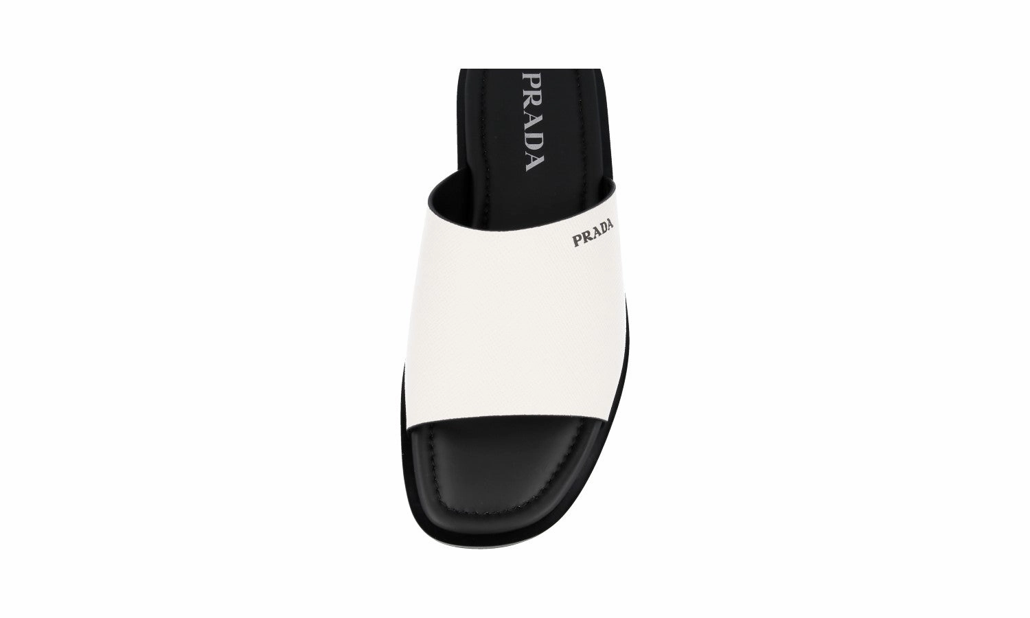 Prada Men's White Saffiano Leather Sandals 2X3017 Crocs Slide Sandals
