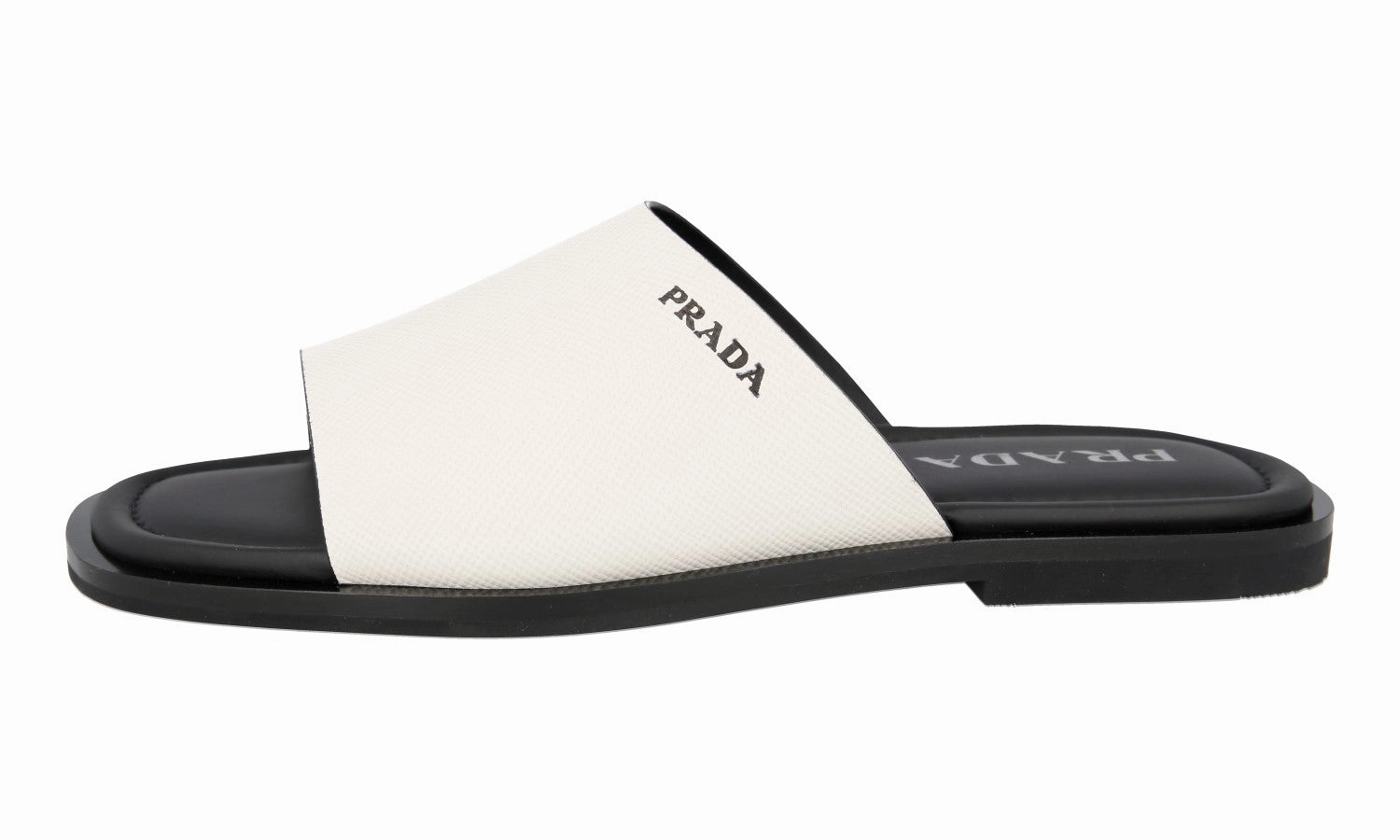 Prada Men's White Saffiano Leather Sandals 2X3017 Big Sandals