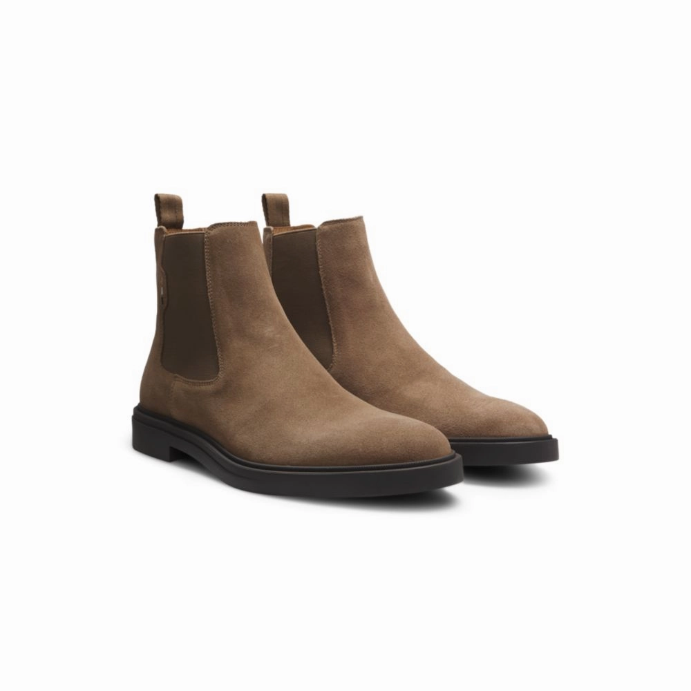 Comfortable Leather Chelsea Boots Suede Chelsea boots with signature stripe