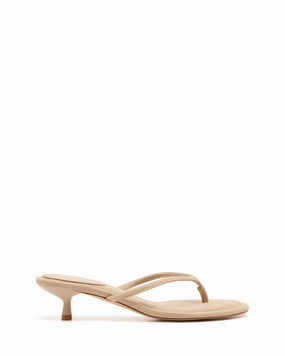 Suki Thong Heel Cashew Suede Clear Plastic High Heels
