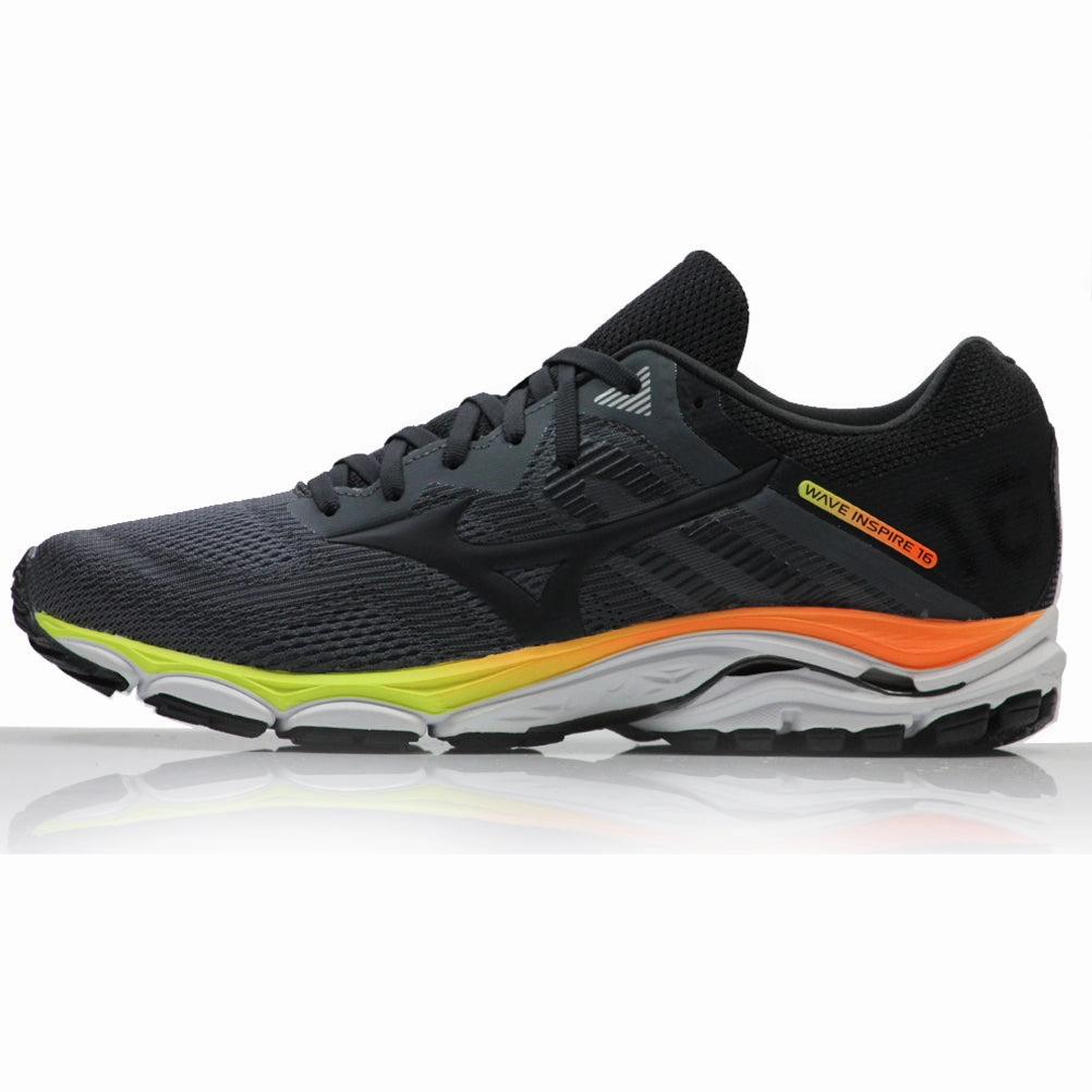 Good Ankle Support Running Shoes Mizuno Wave Inspire 16 Men's Running Shoe - Castlerock/Phantom/Shocking Orange