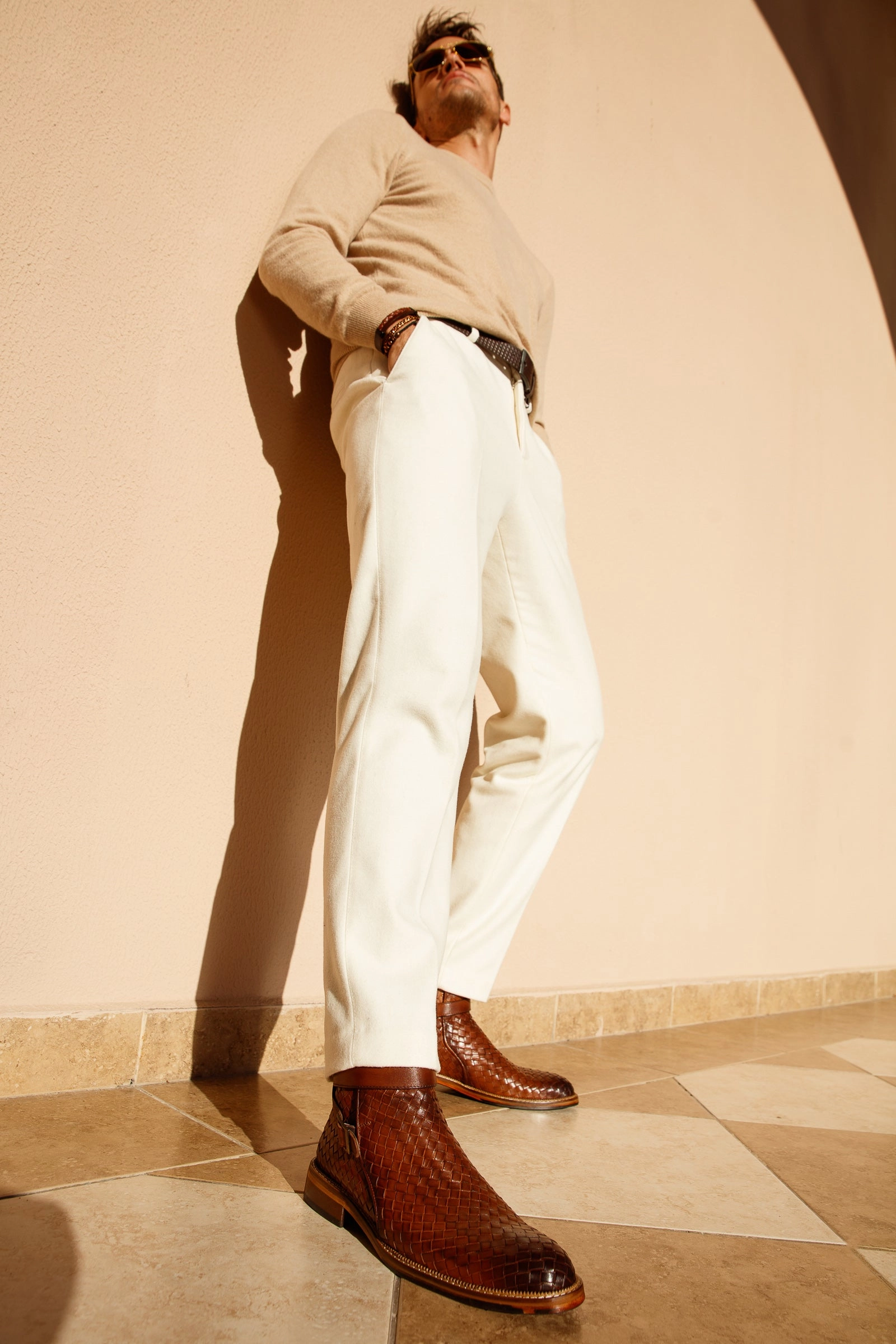 Sorel Snow Angel Boots The Morral Tan Handwoven Leather Cross Strap Buckle Zip-Up Men Boot